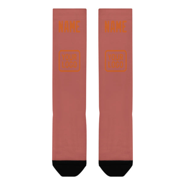Chaussettes hautes personnalisées en cuivre rose orange