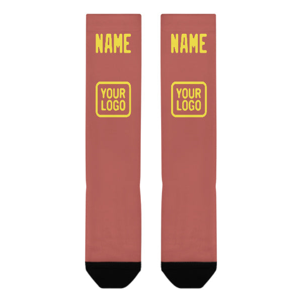 Chaussettes hautes personnalisées en cuivre rose clair jaune genou