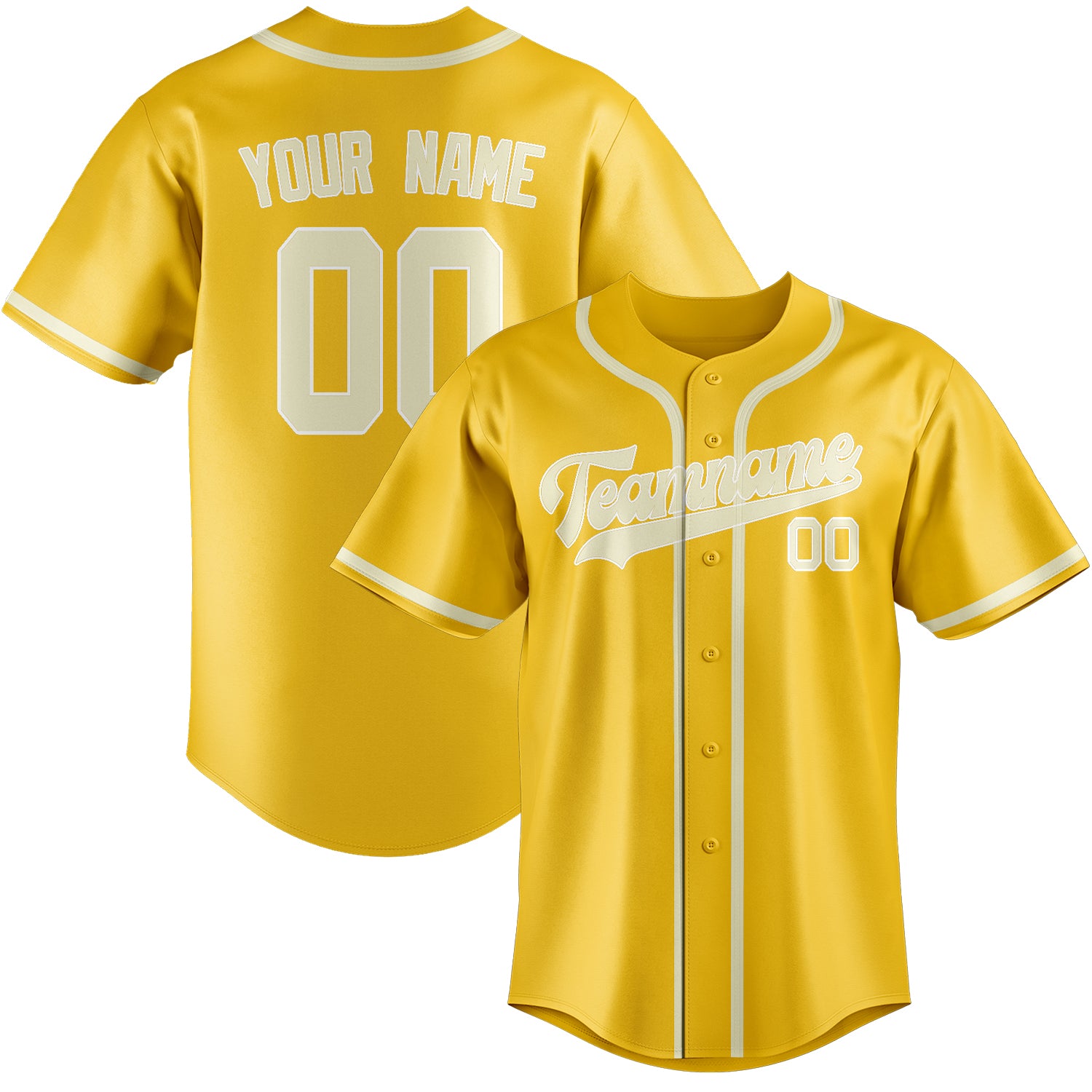 Maillot de baseball personnalisé crème or