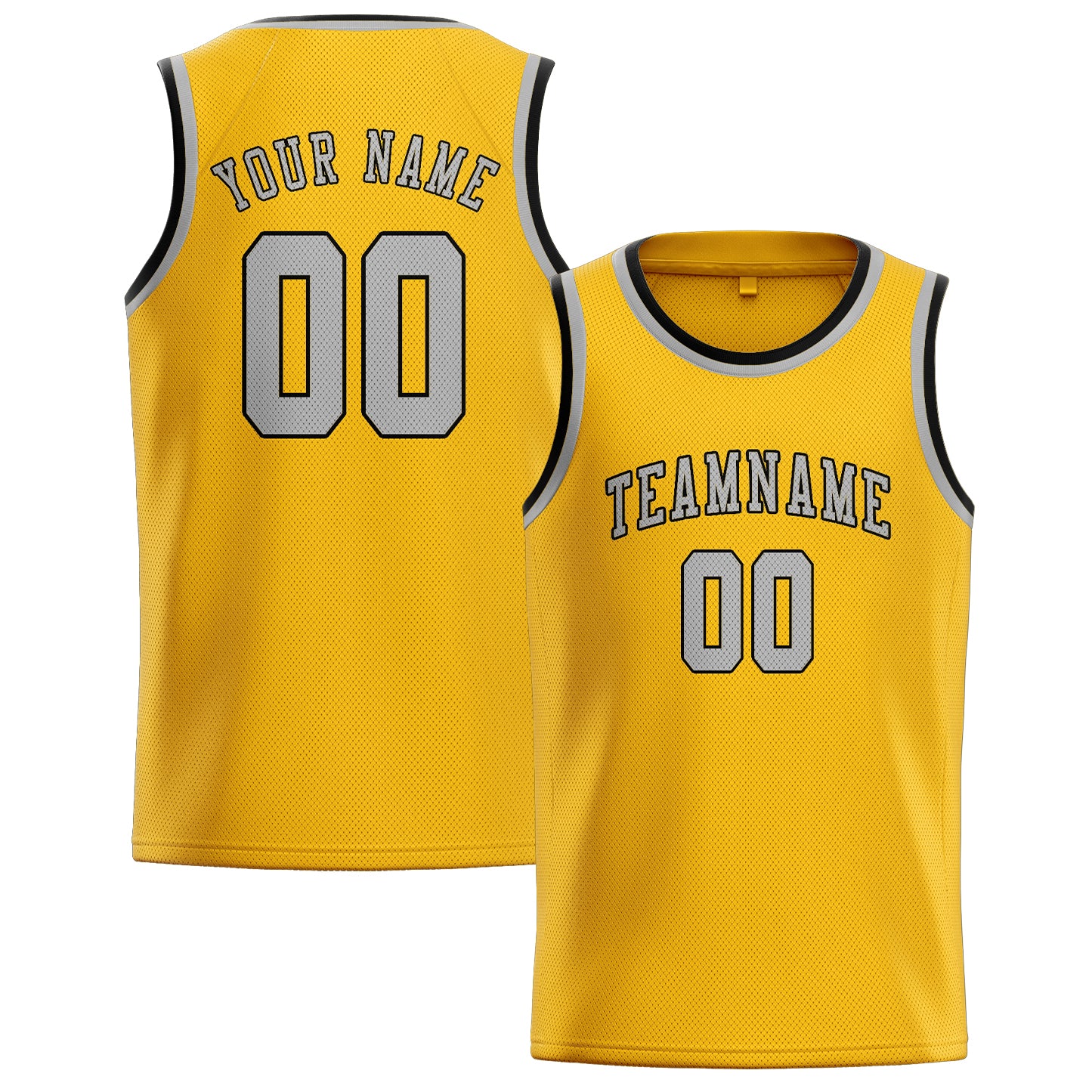 Maillot de basketball personnalisé or et gris