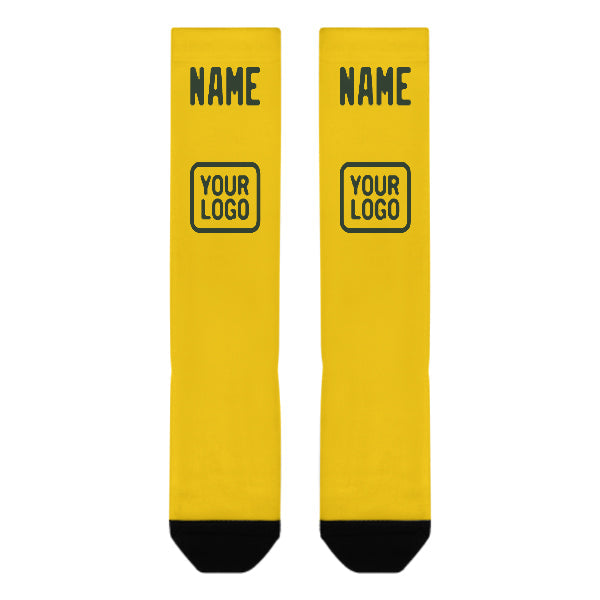 Chaussettes hautes personnalisées or et vert foncé