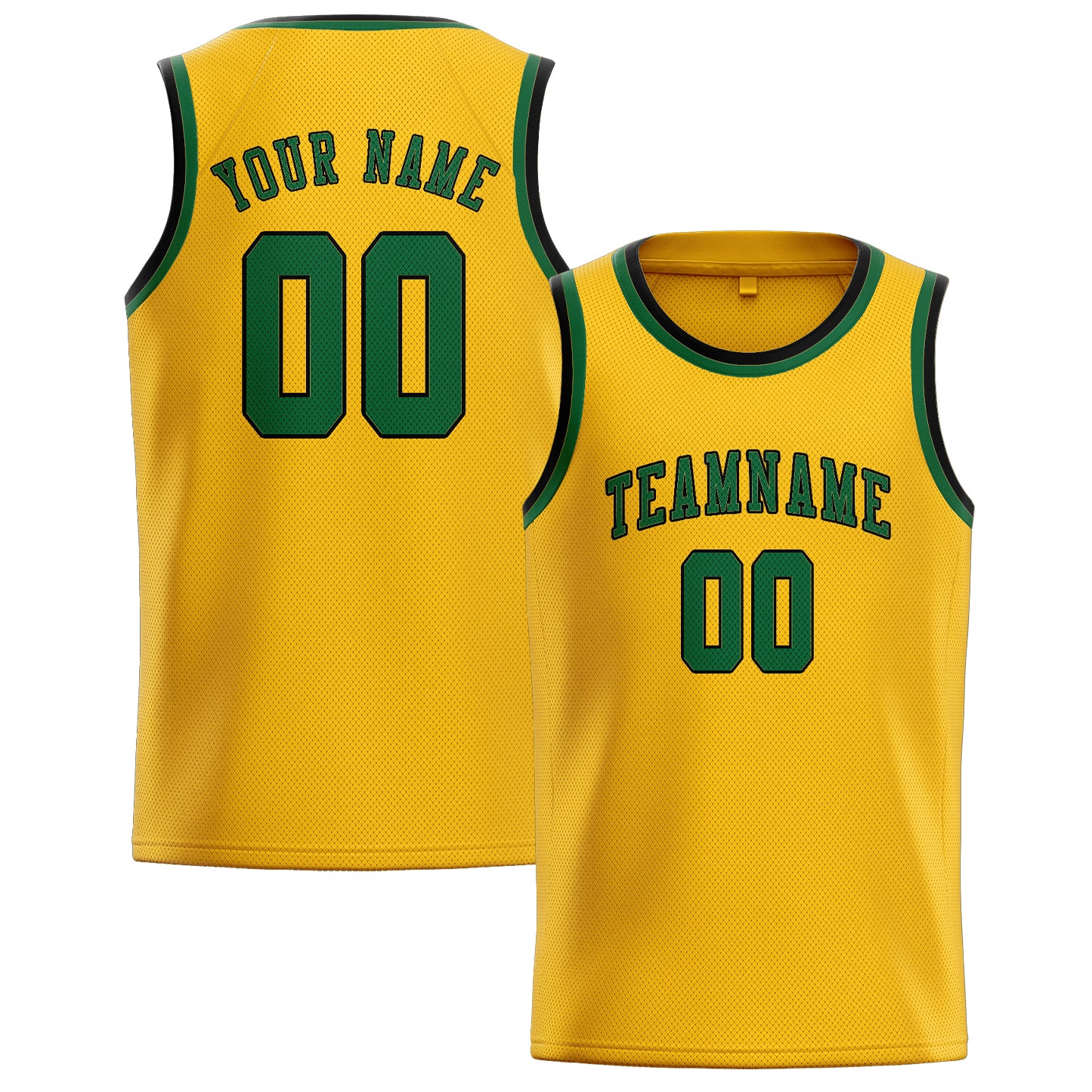 Maillot de basketball personnalisé or et vert