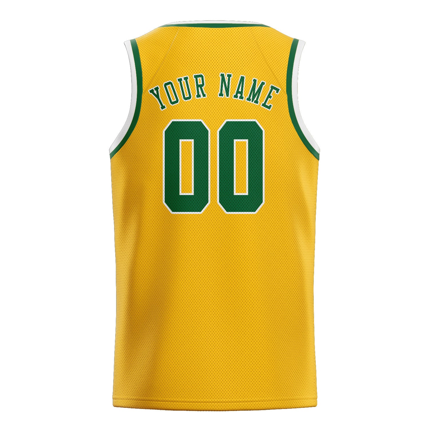 Maillot de basketball personnalisé or et vert