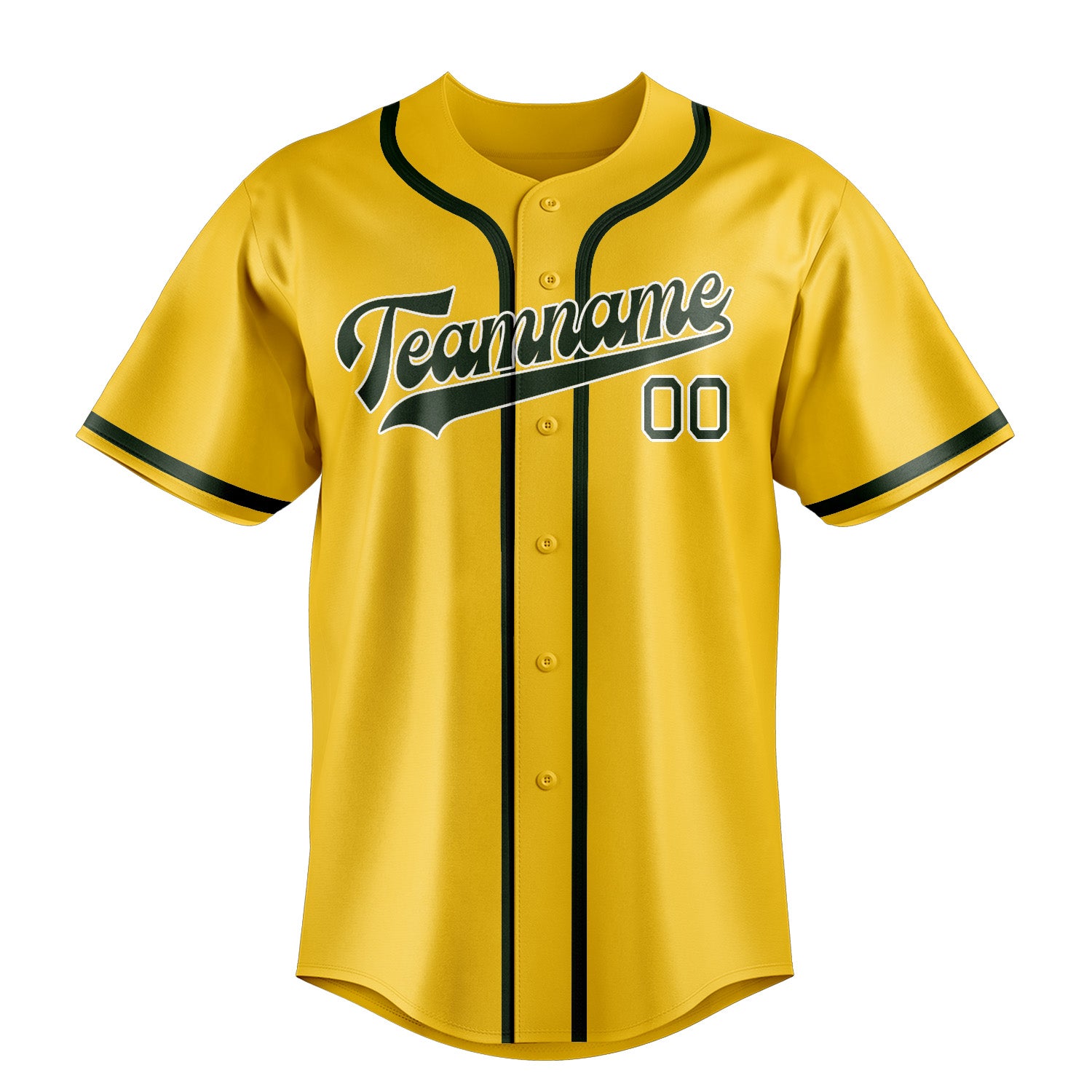 Maillot de baseball personnalisé or et vert foncé