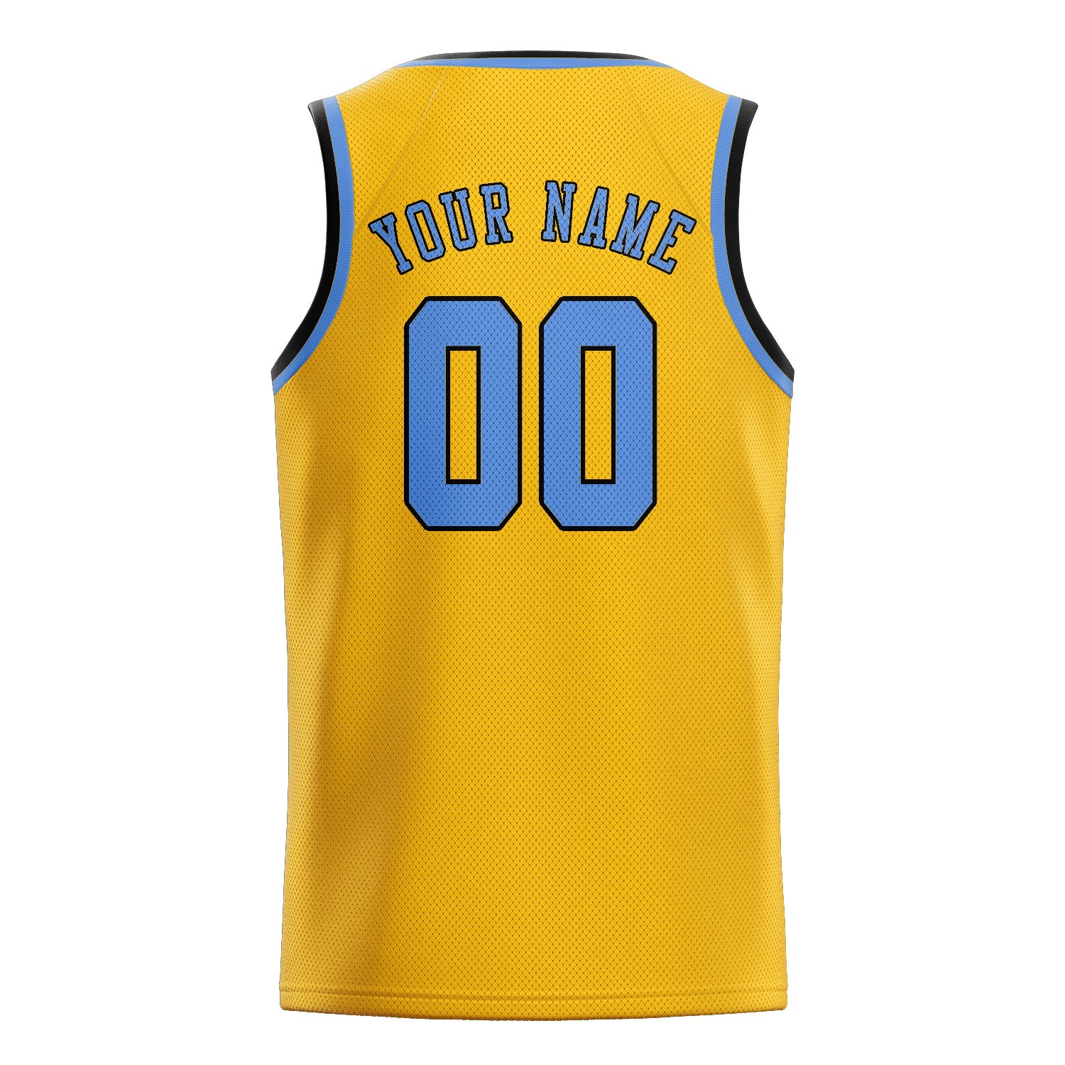 Maillot de basketball personnalisé or et bleu clair