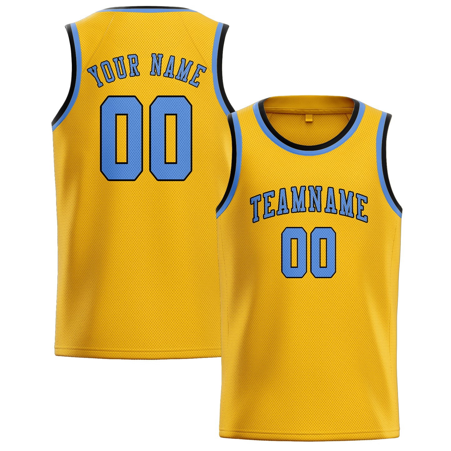 Maillot de basketball personnalisé or et bleu clair