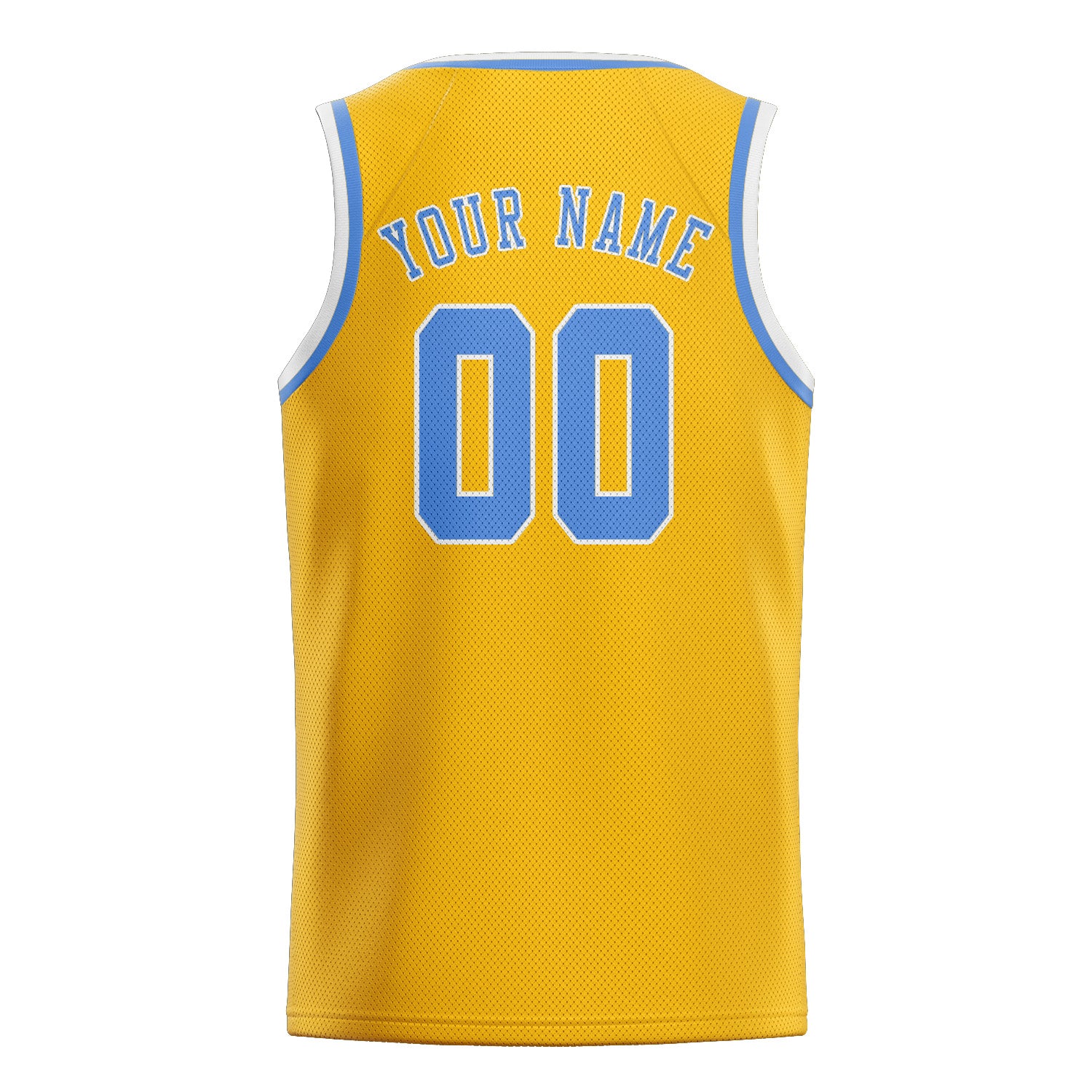 Maillot de basketball personnalisé or et bleu clair