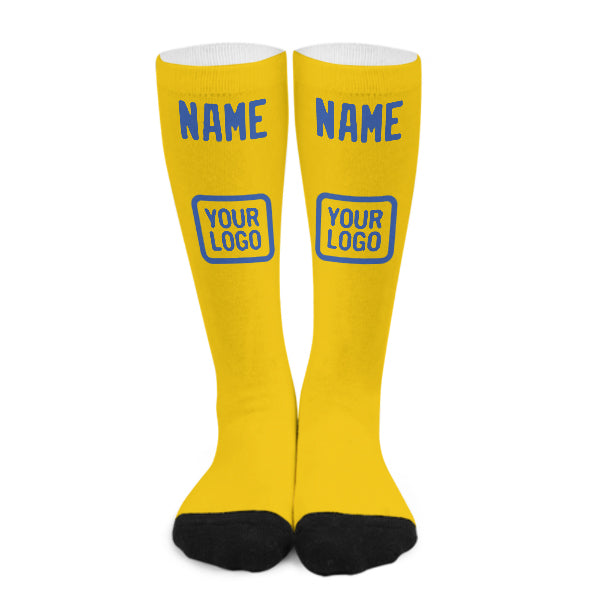 Chaussettes hautes personnalisées or et bleu ciel