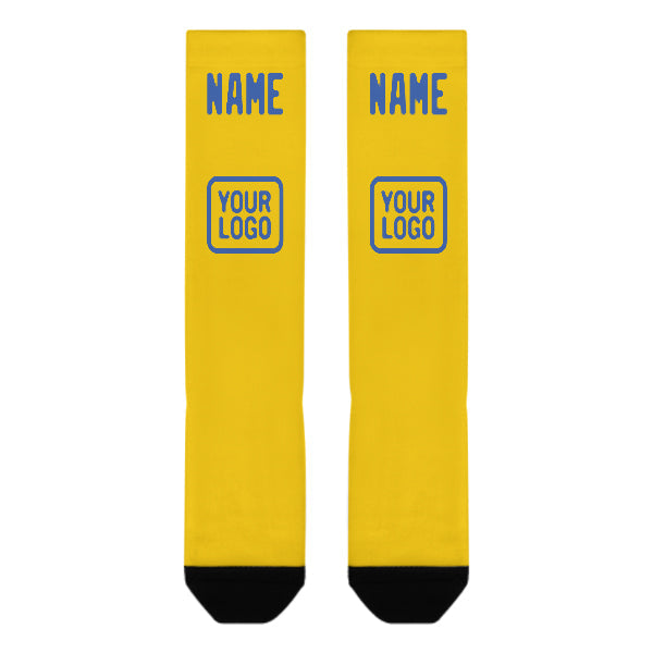 Chaussettes hautes personnalisées or et bleu ciel