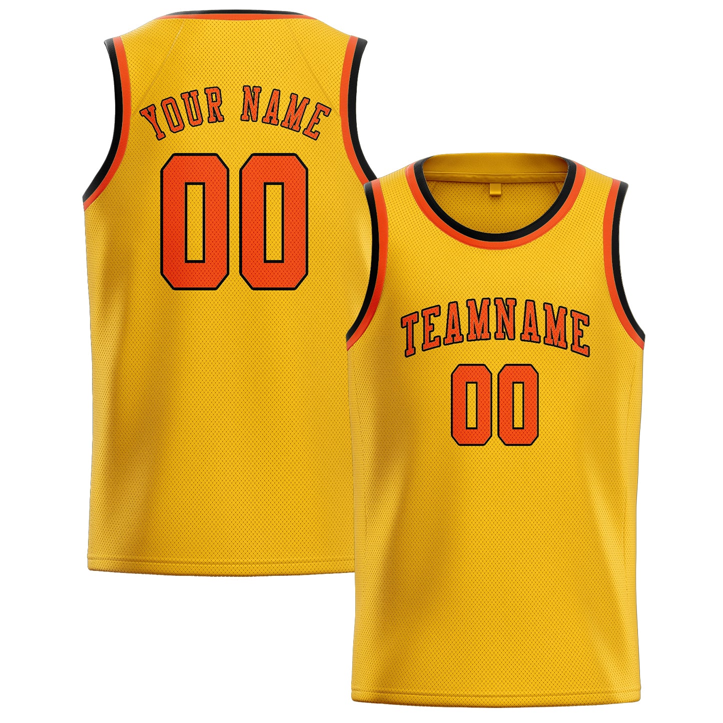 Maillot de basketball personnalisé or orange rouge