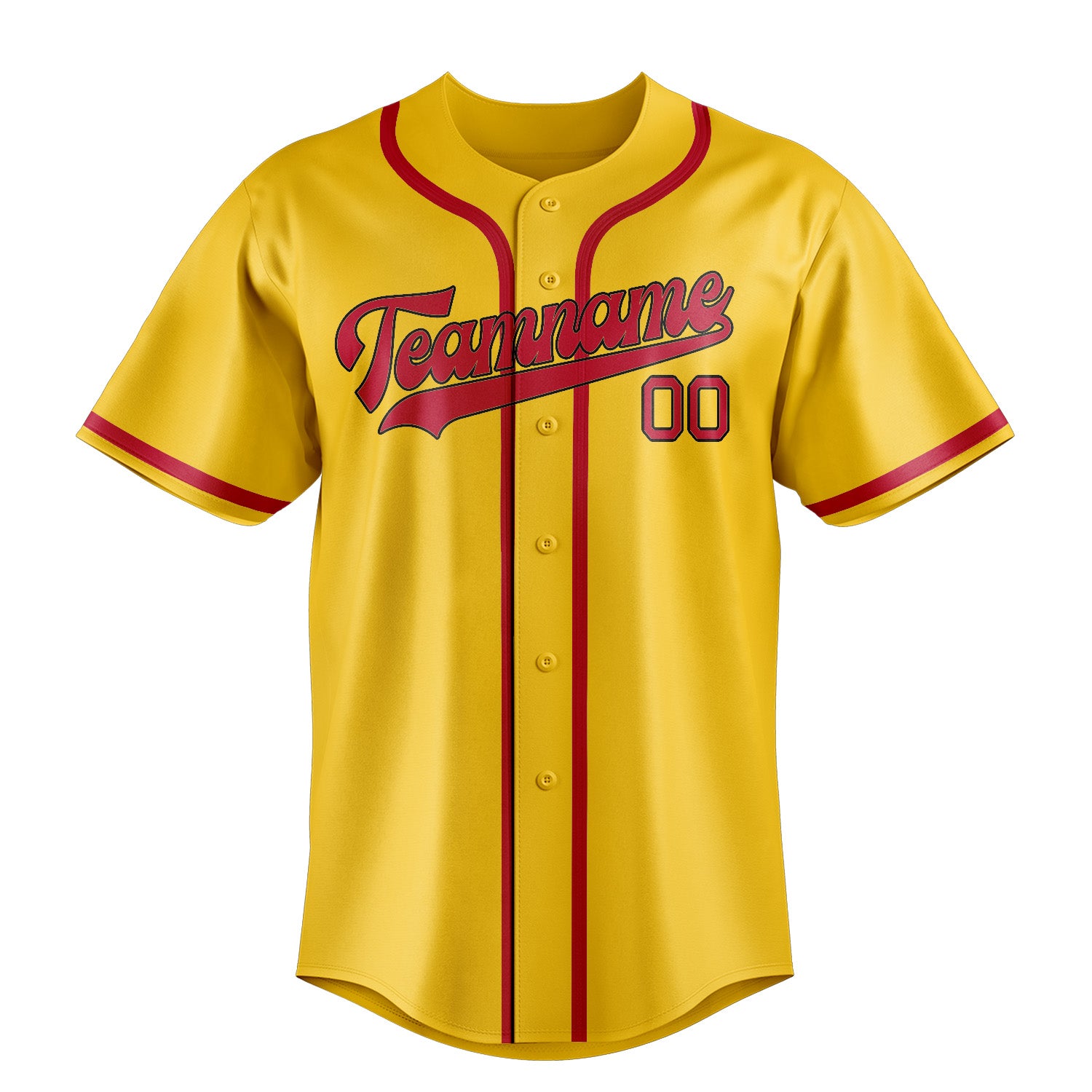 Maillot de baseball personnalisé or et rouge
