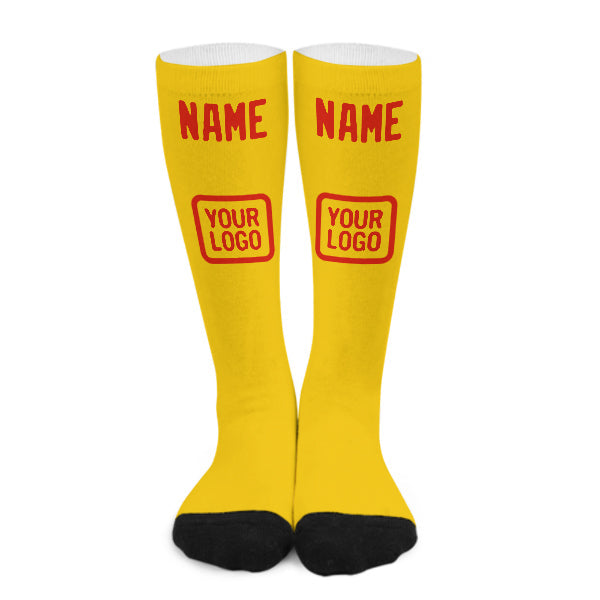Chaussettes hautes personnalisées or orange rouge