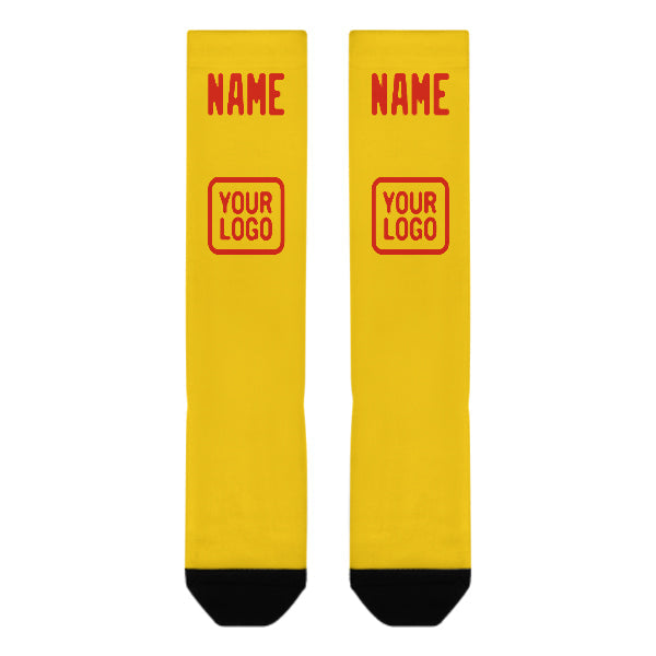 Chaussettes hautes personnalisées or orange rouge