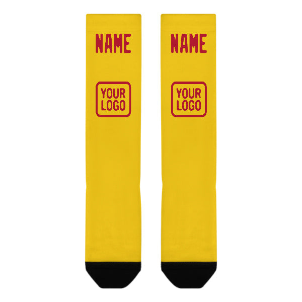 Chaussettes hautes personnalisées or et rouge