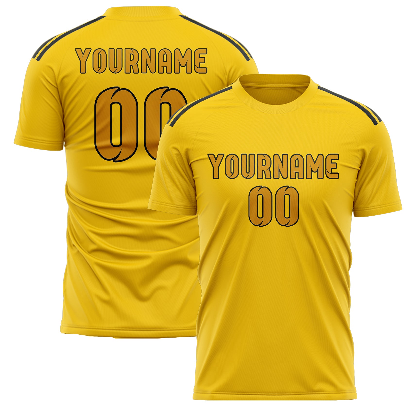 Maillot de football personnalisé jaune or