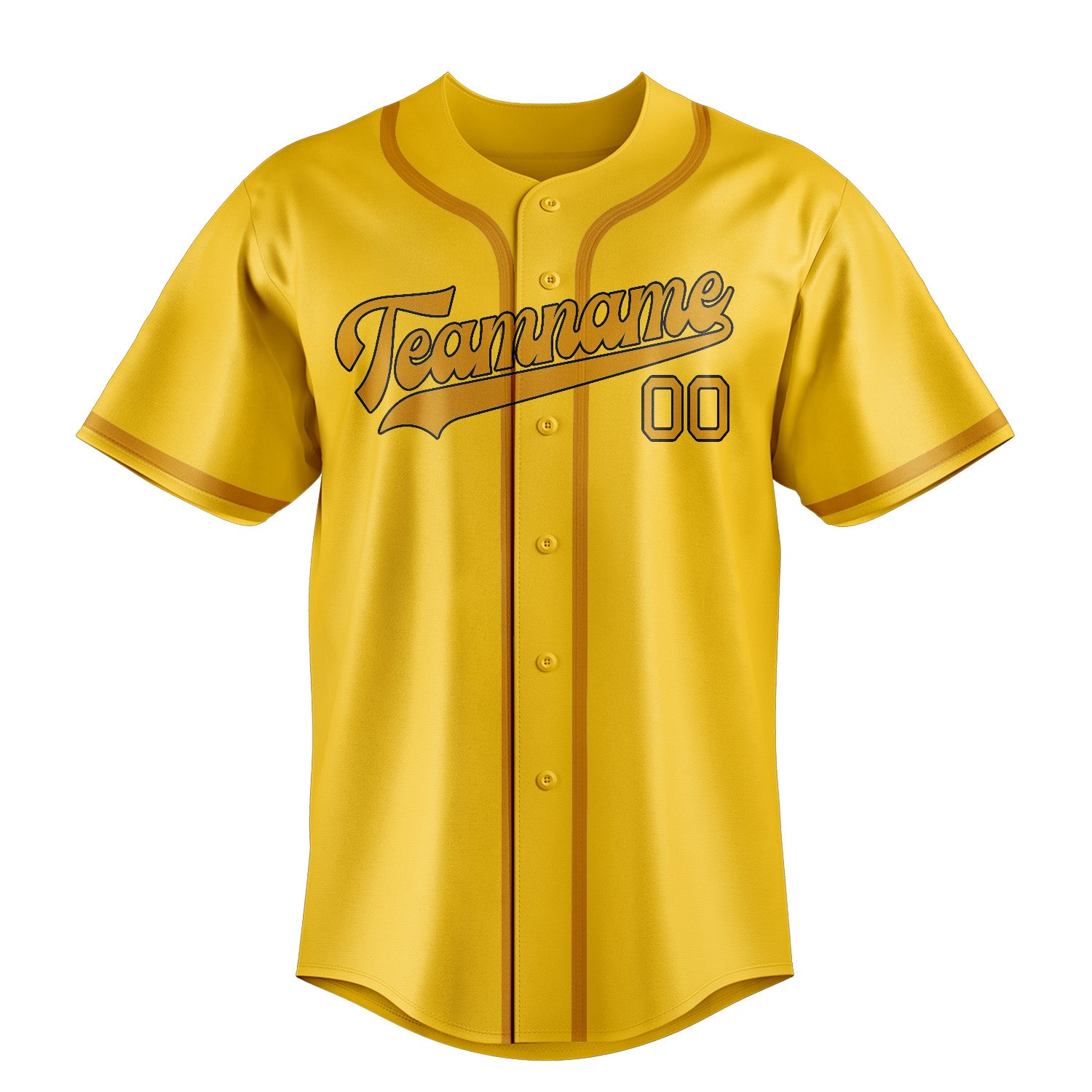 Maillot de baseball personnalisé jaune or
