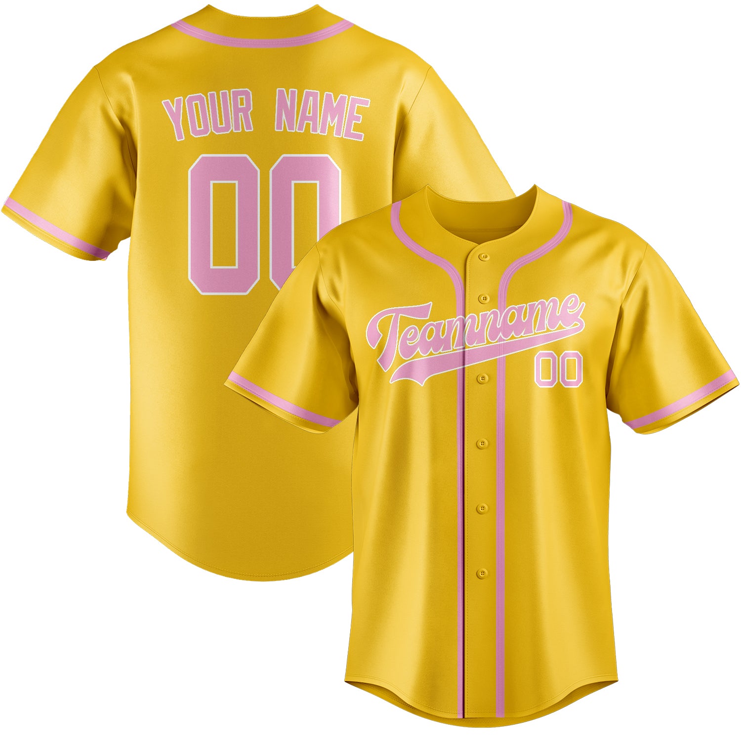 Maillot de baseball personnalisé or rose clair
