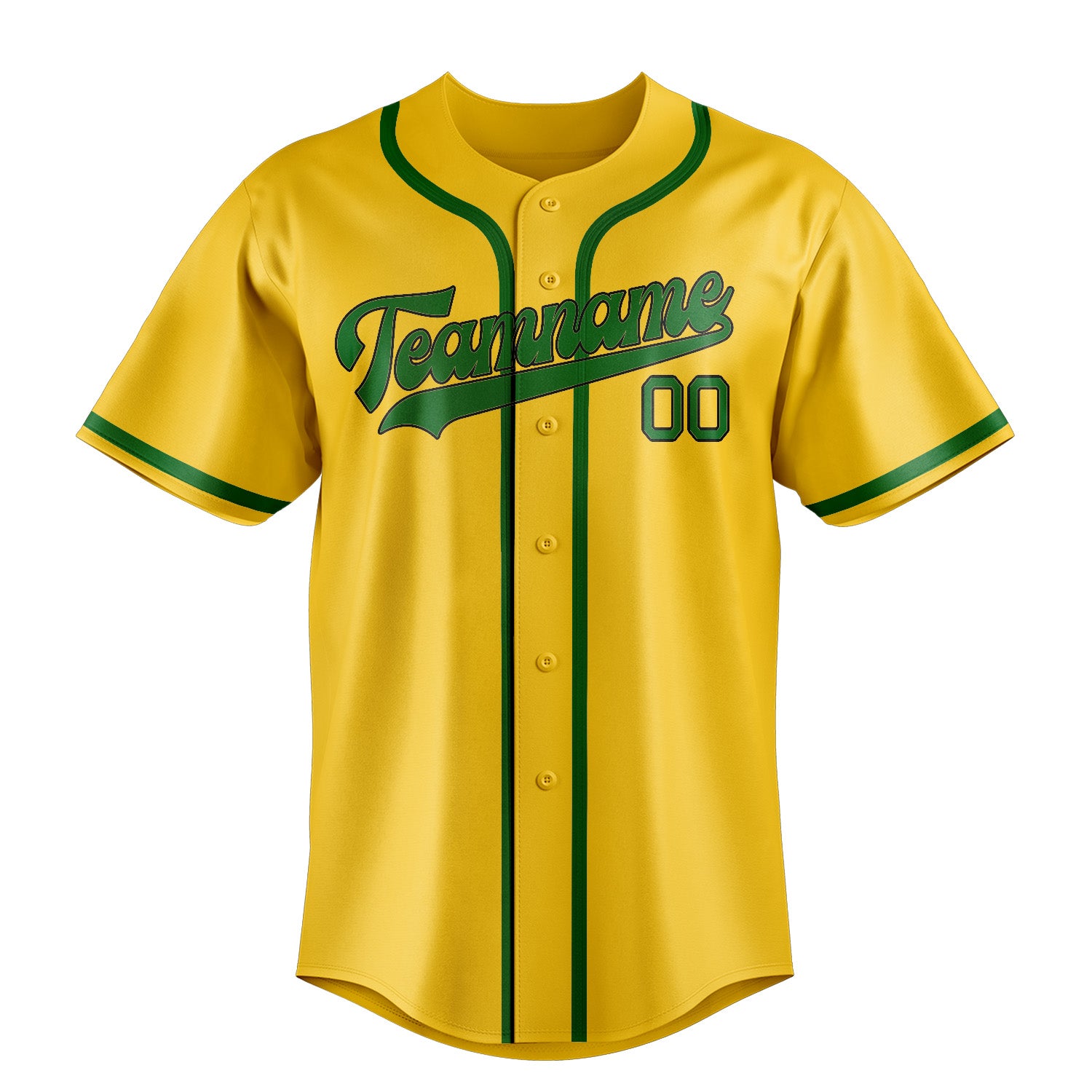 Maillot de baseball personnalisé or et vert émeraude