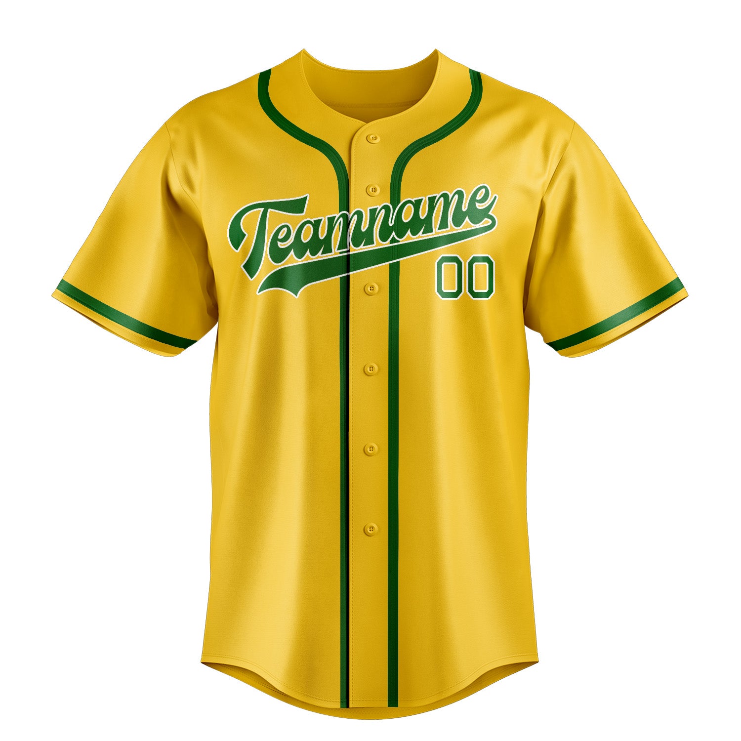 Maillot de baseball personnalisé or et vert émeraude