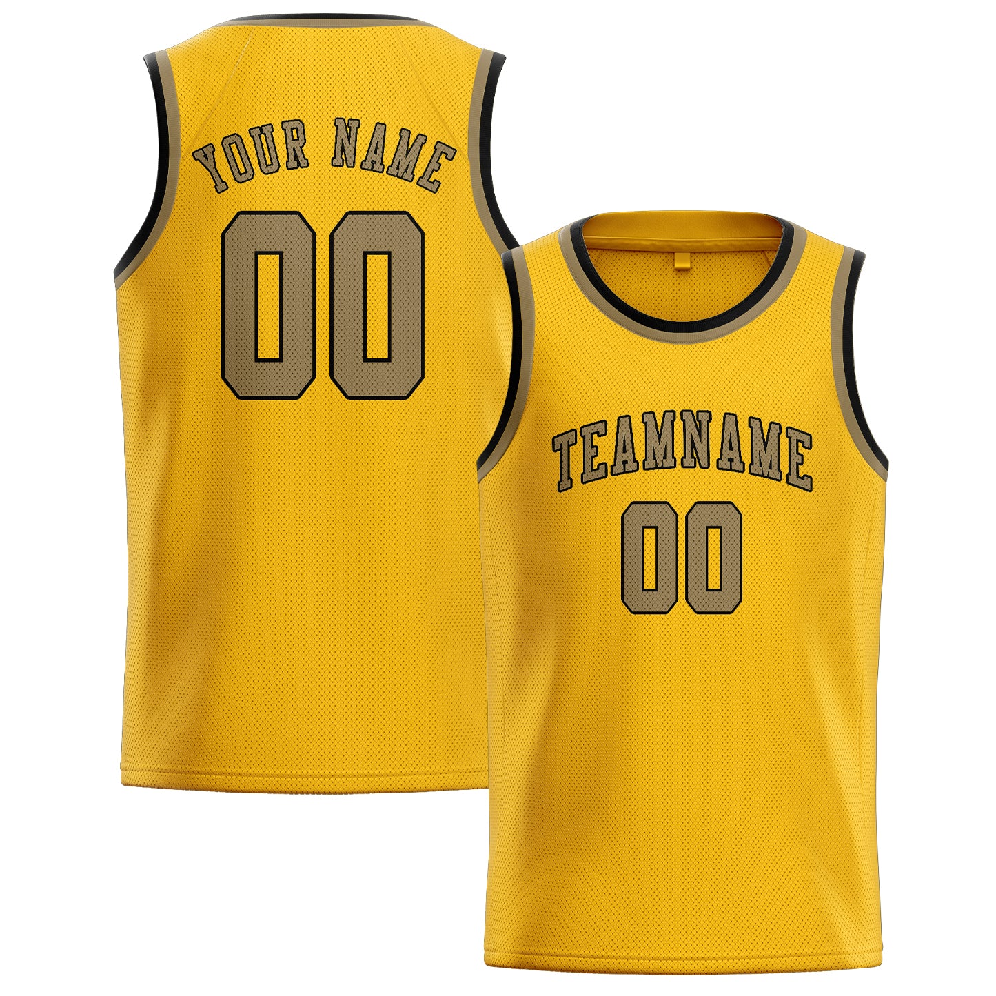 Maillot de basketball personnalisé or et kaki clair