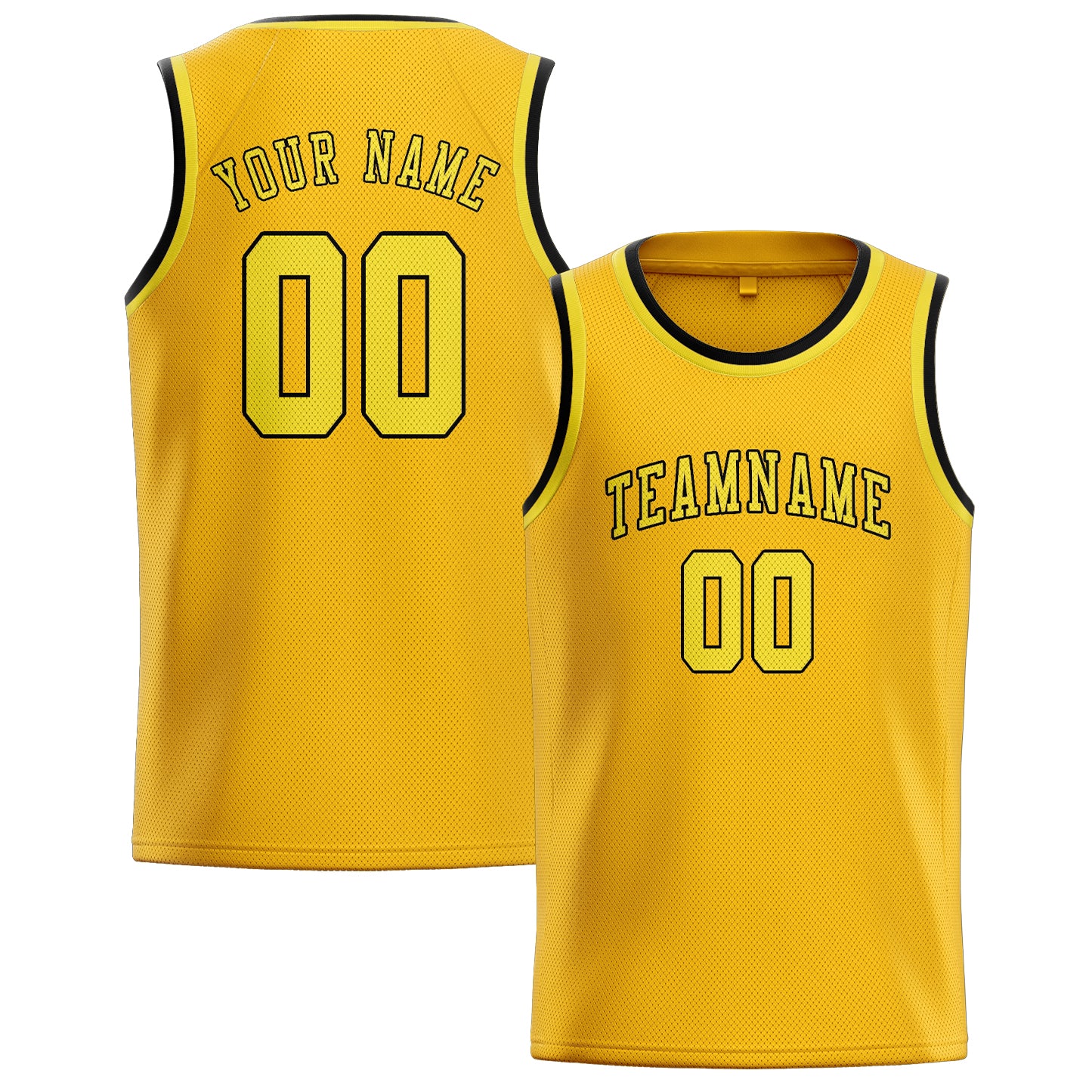 Maillot de basketball personnalisé or et jaune clair