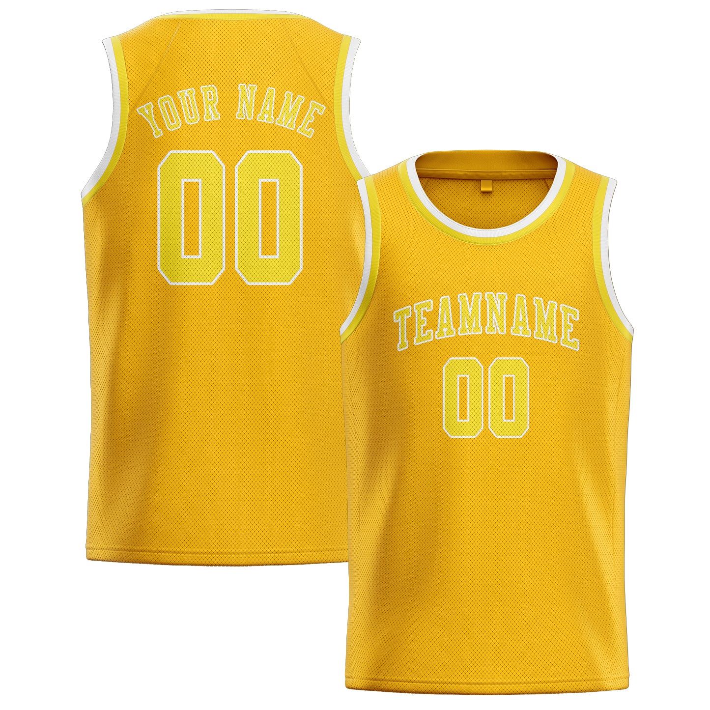 Maillot de basketball personnalisé or et jaune clair