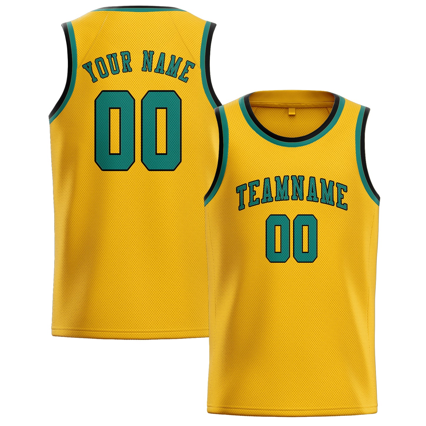 Maillot de basketball personnalisé or bleu vert