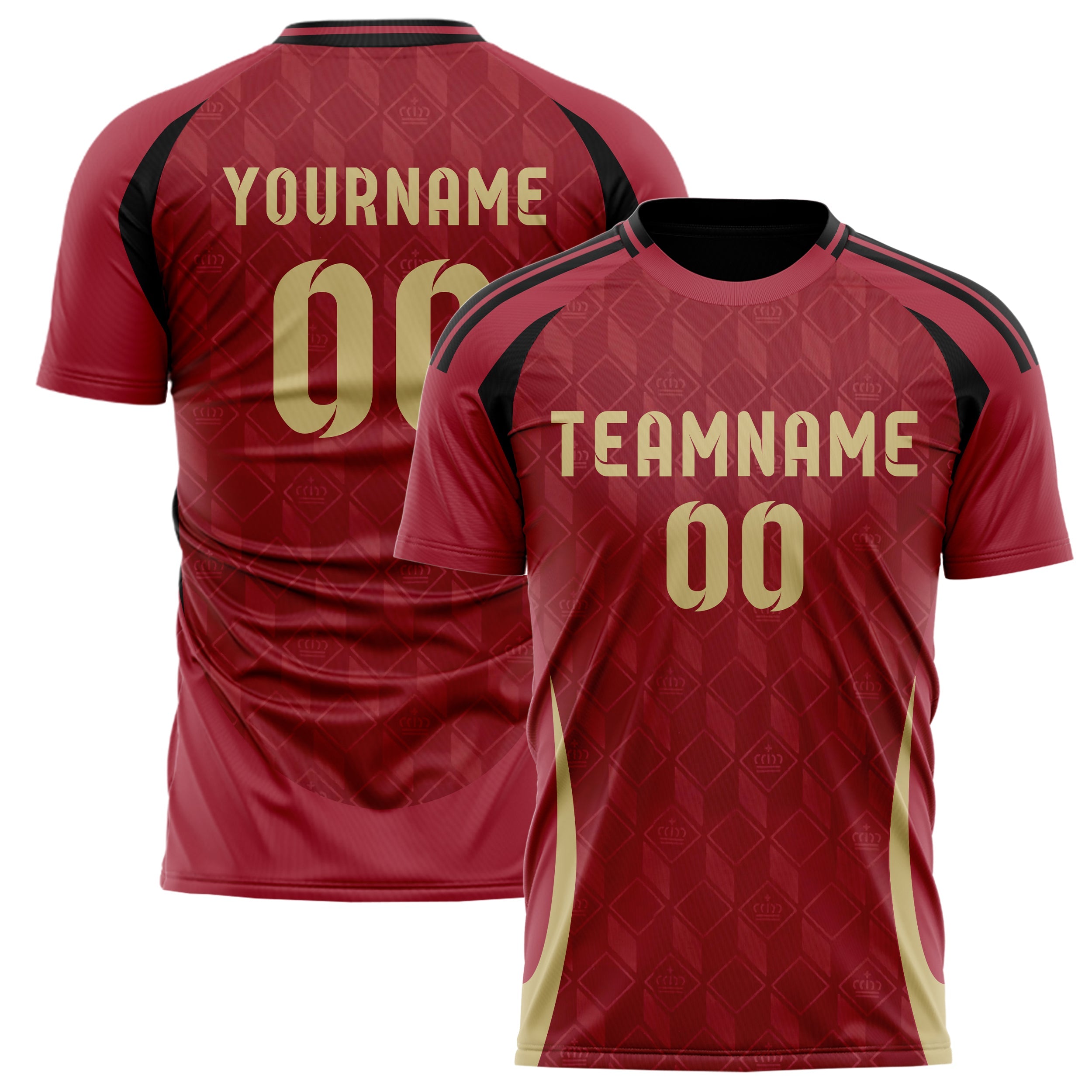 Maillot domicile de football inspiré de la Belgique – Nom, numéro et logo personnalisés
