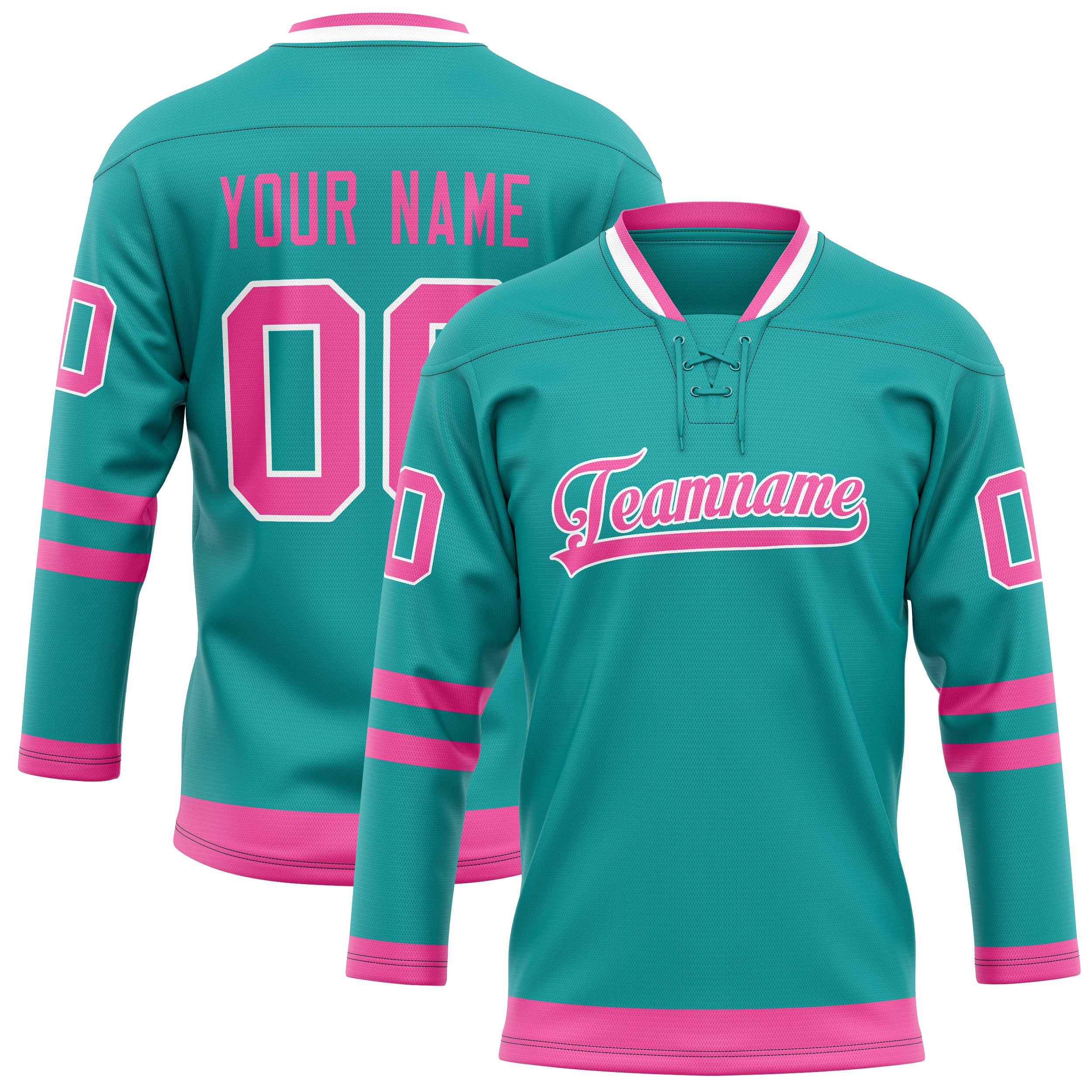 Maillot de hockey personnalisé rose turquoise uni