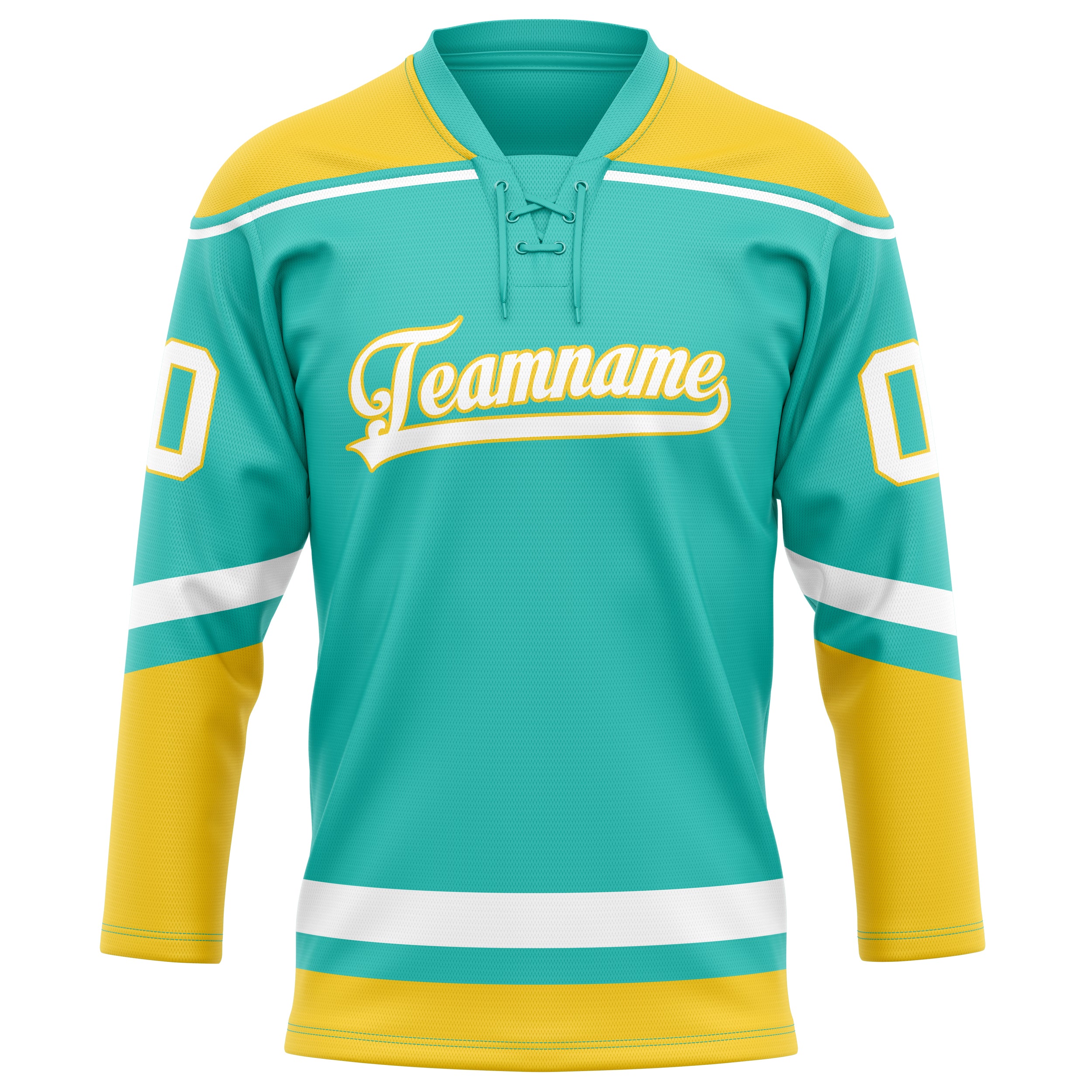 Maillot de hockey personnalisé couleur unie turquoise et or