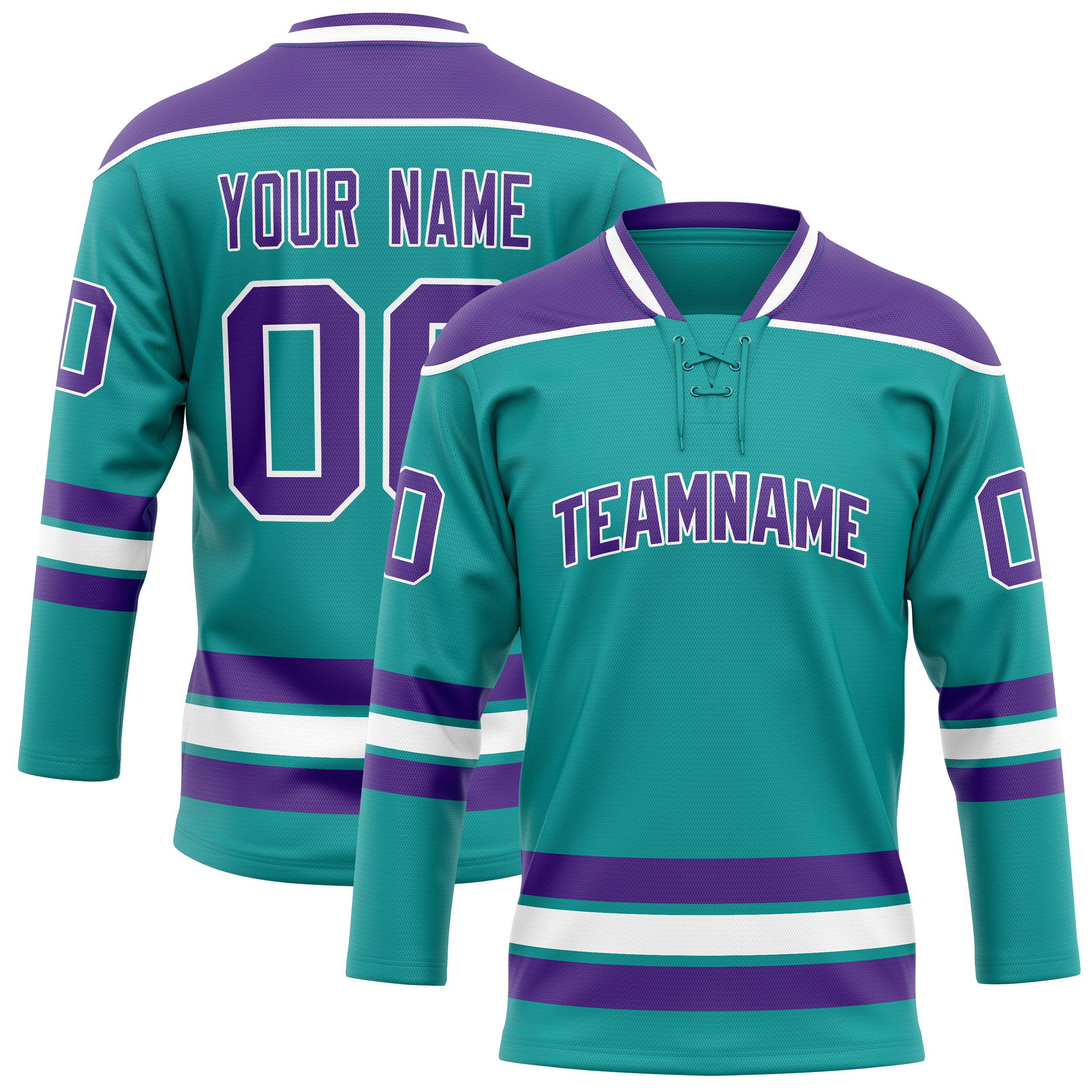 Maillot de hockey personnalisé bleu turquoise uni