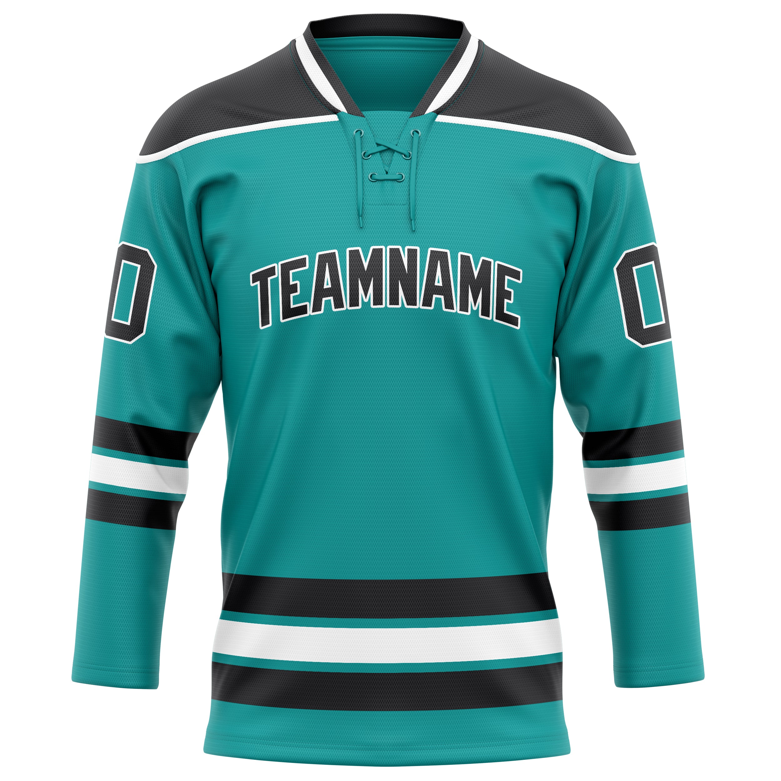 Maillot de hockey personnalisé bleu turquoise et noir uni