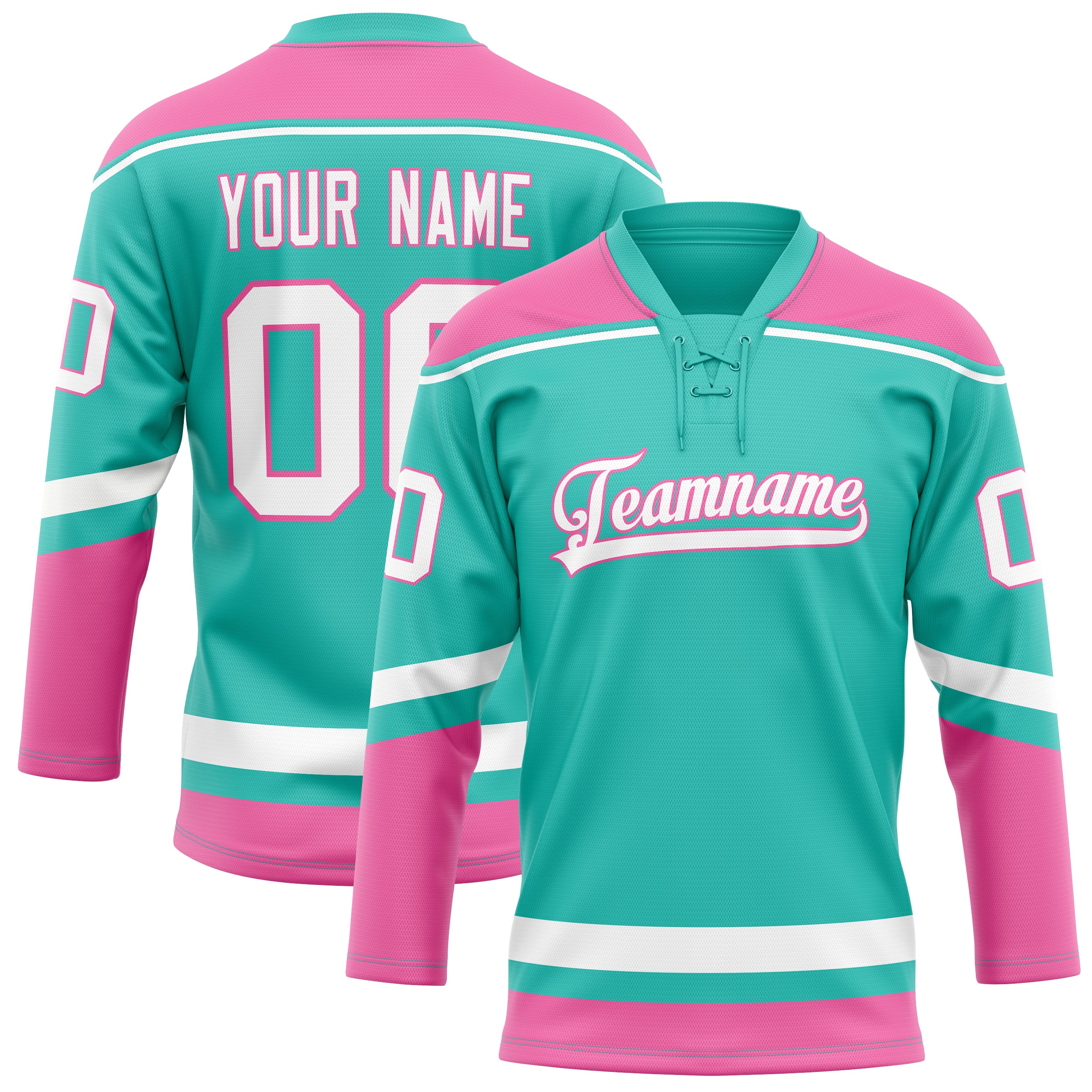 Maillot de hockey personnalisé rose turquoise uni