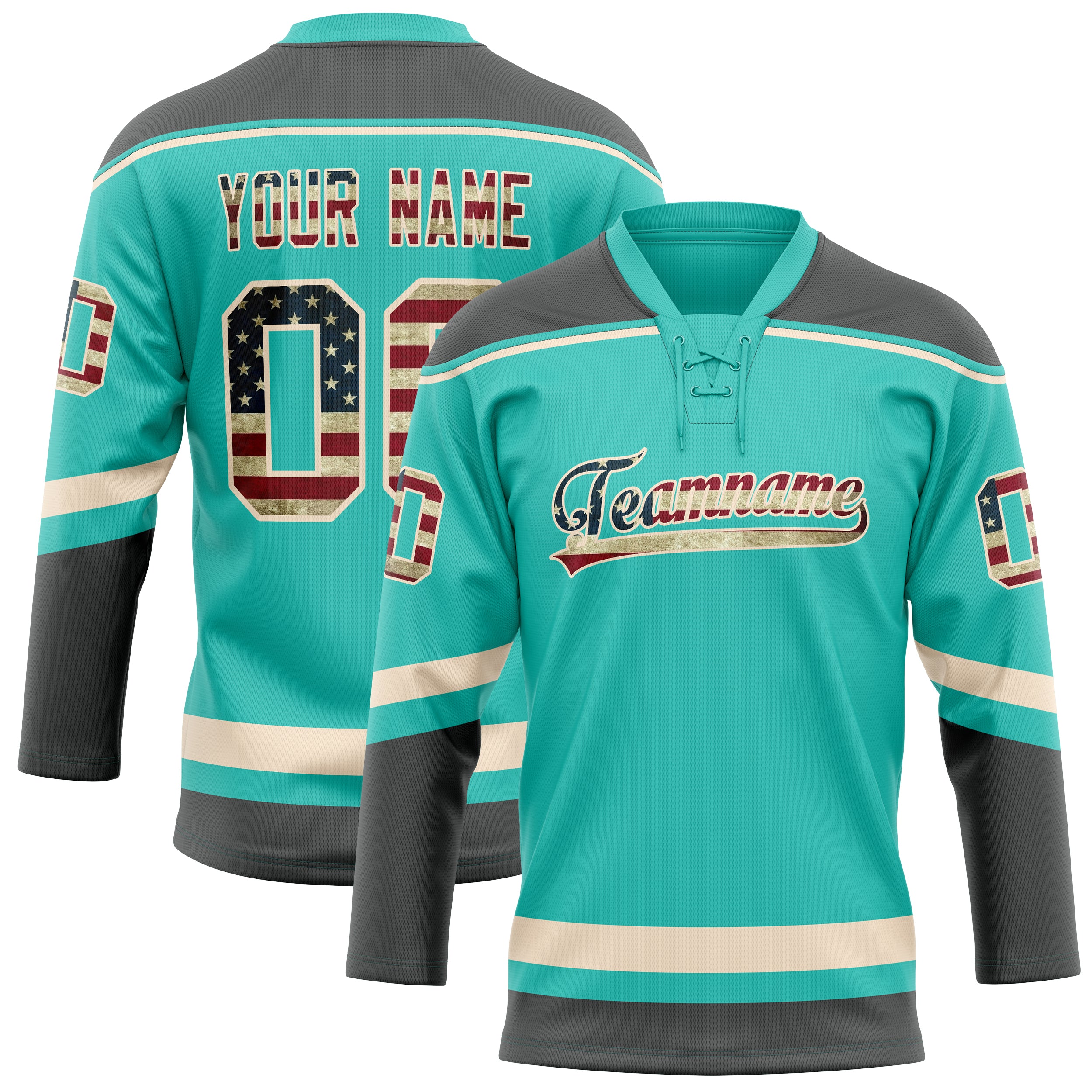 Maillot de hockey personnalisé gris aqua uni