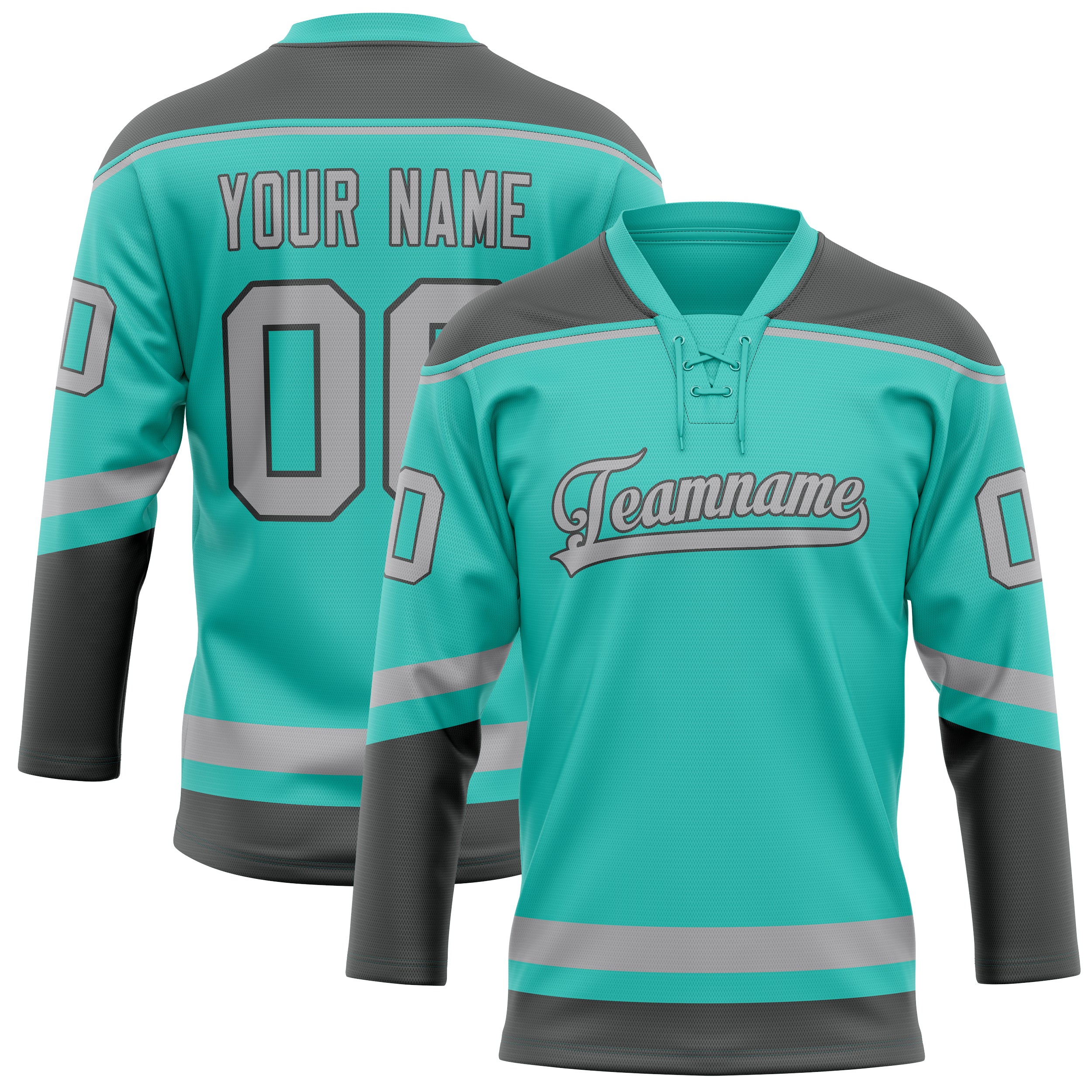 Maillot de hockey personnalisé gris aqua uni