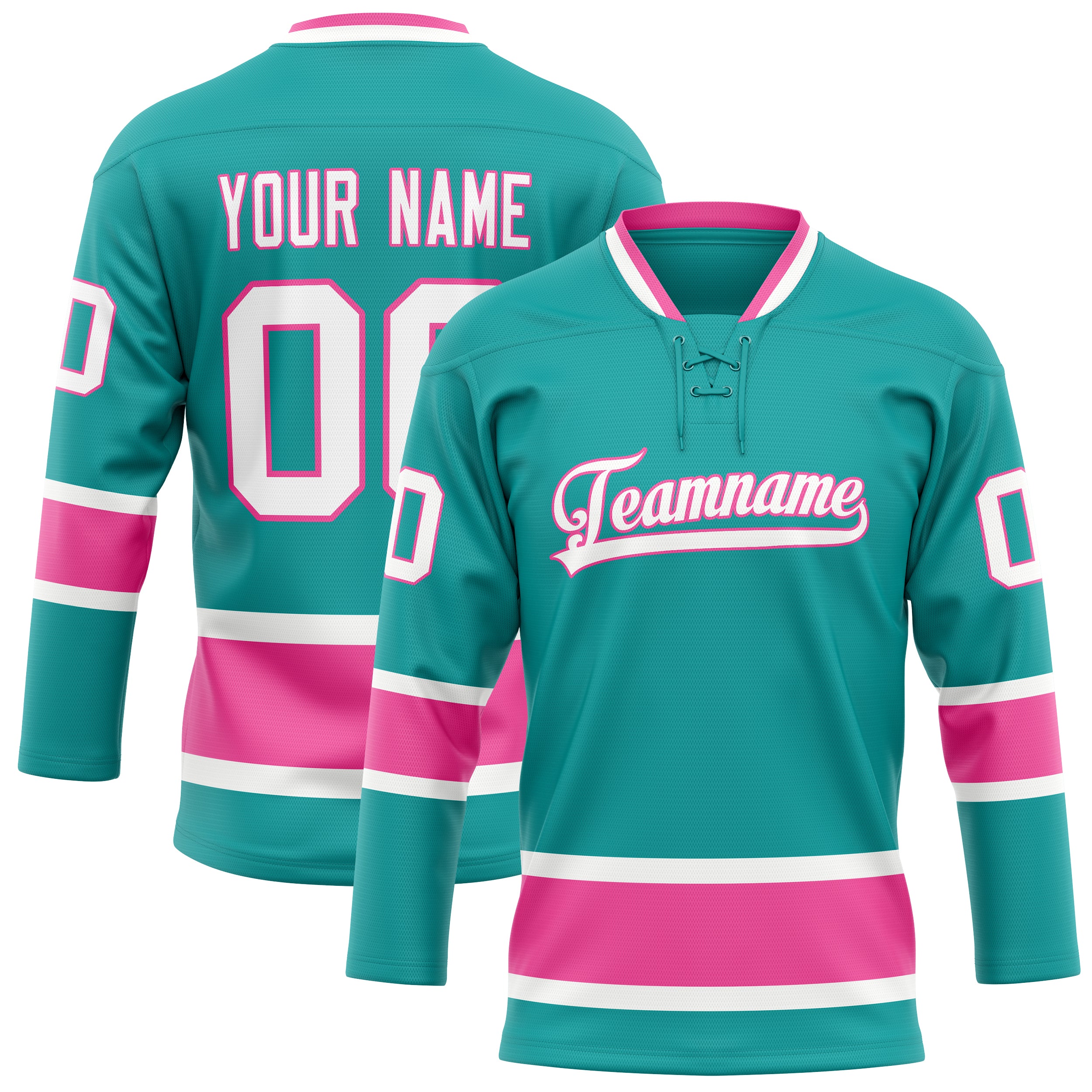 Maillot de hockey personnalisé rose turquoise uni