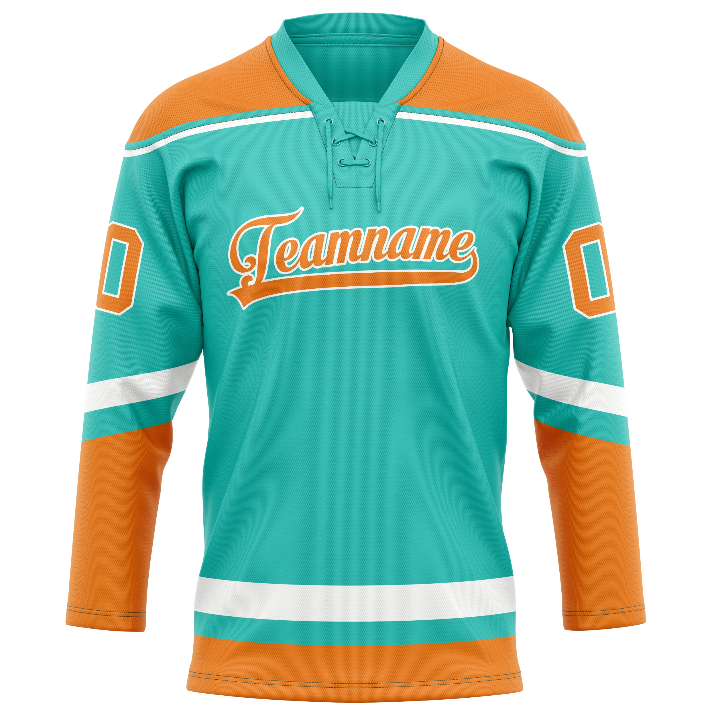 Maillot de hockey personnalisé couleur unie aqua orange