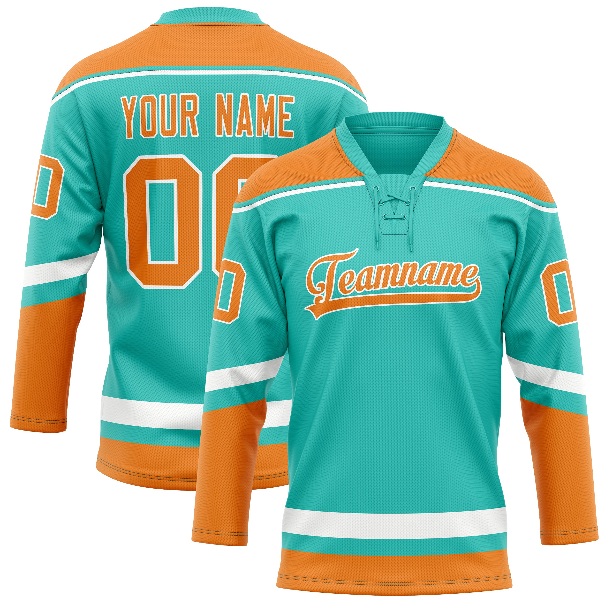 Maillot de hockey personnalisé couleur unie aqua orange