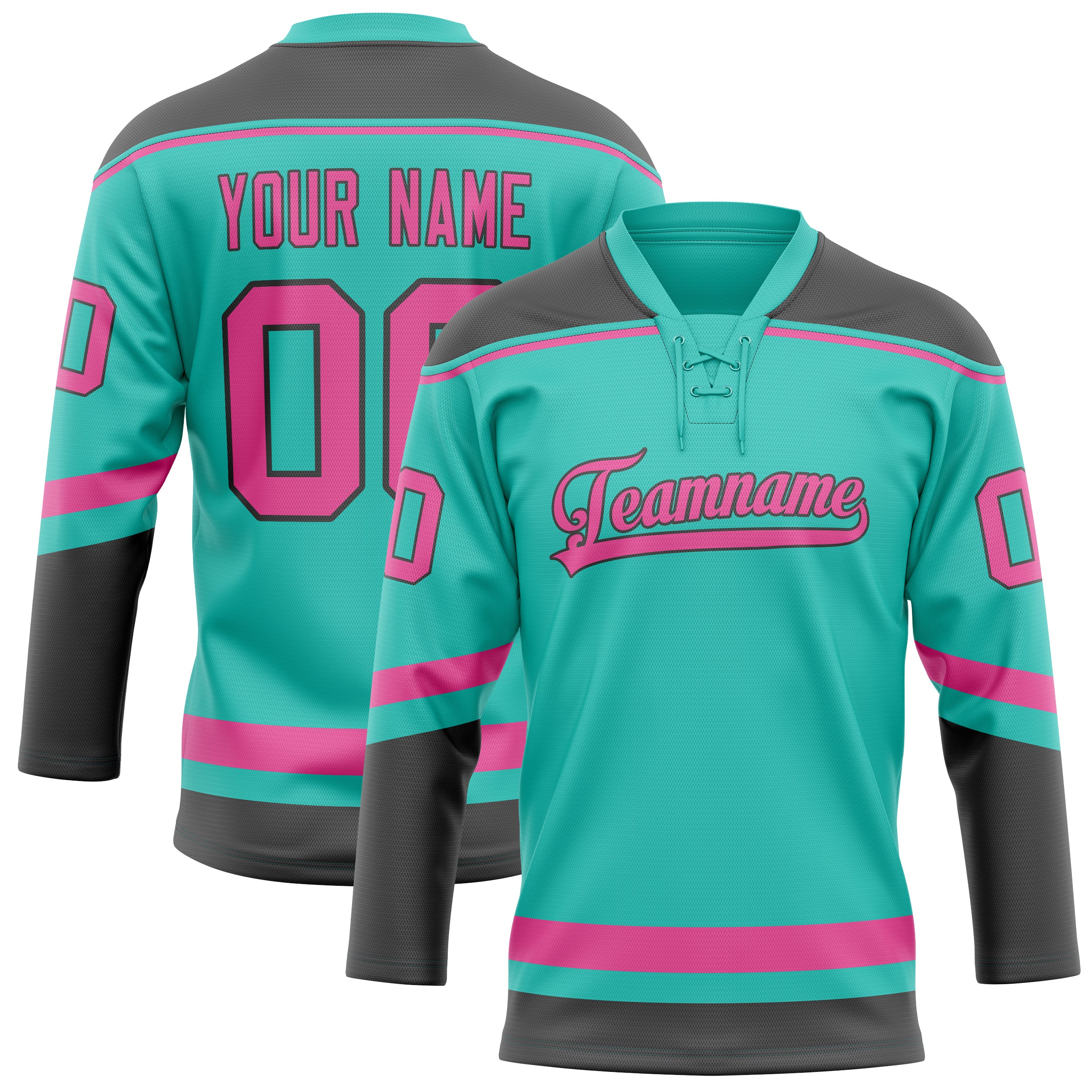 Maillot de hockey personnalisé rose turquoise uni