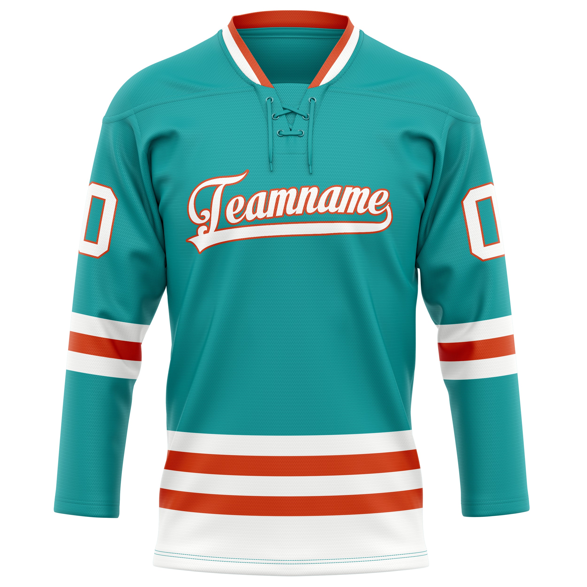 Maillot de hockey personnalisé bleu turquoise et blanc uni