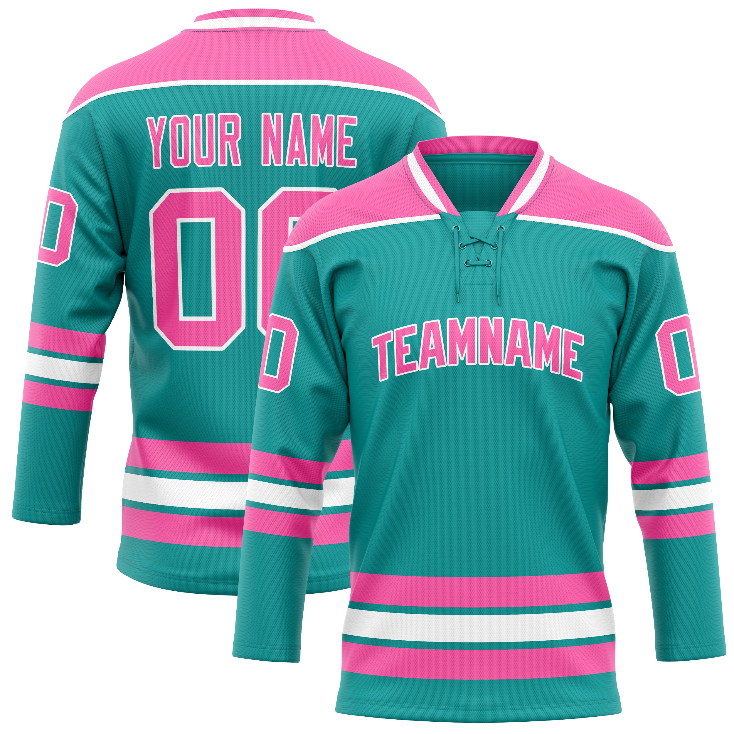 Maillot de hockey personnalisé rose turquoise uni