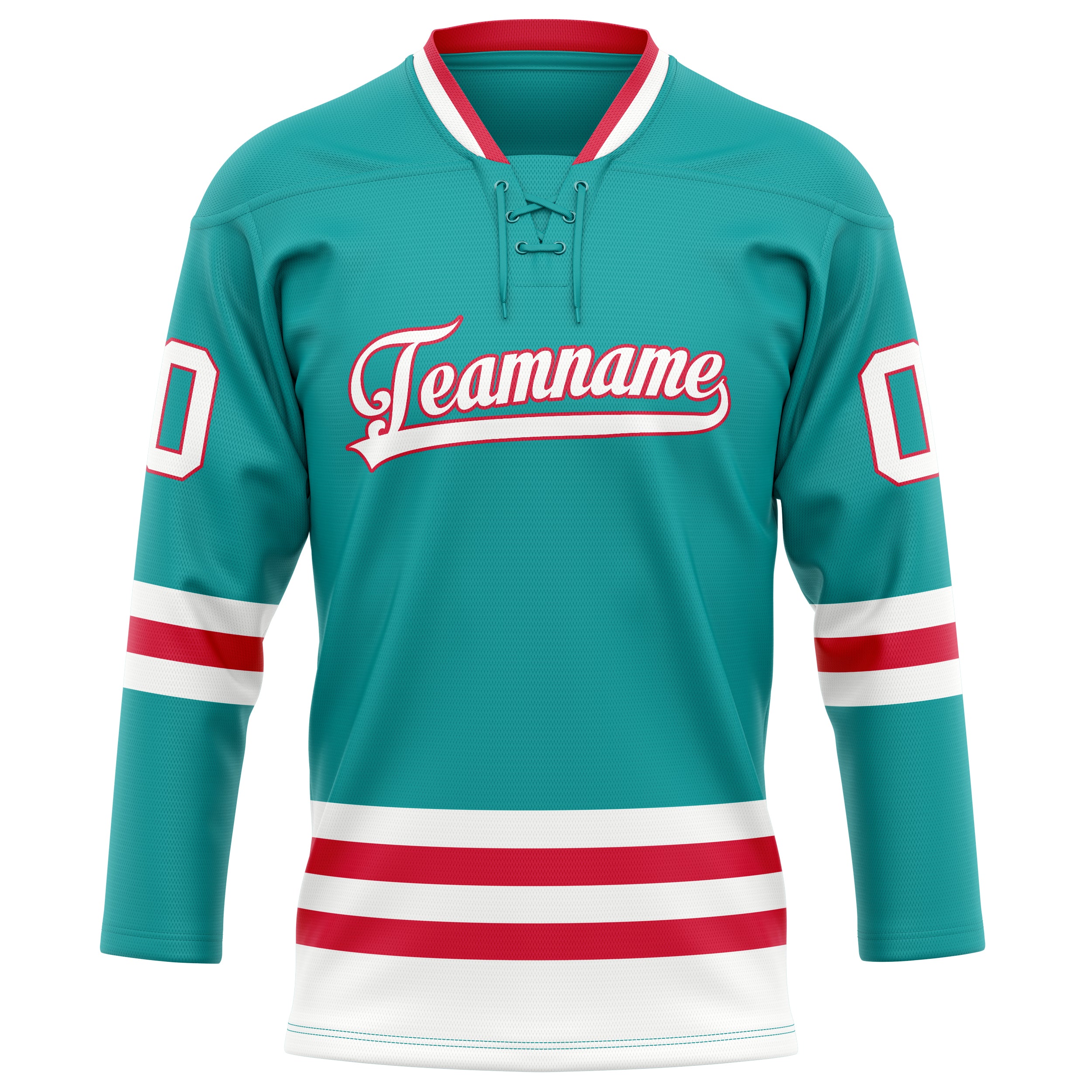 Maillot de hockey personnalisé rouge turquoise uni
