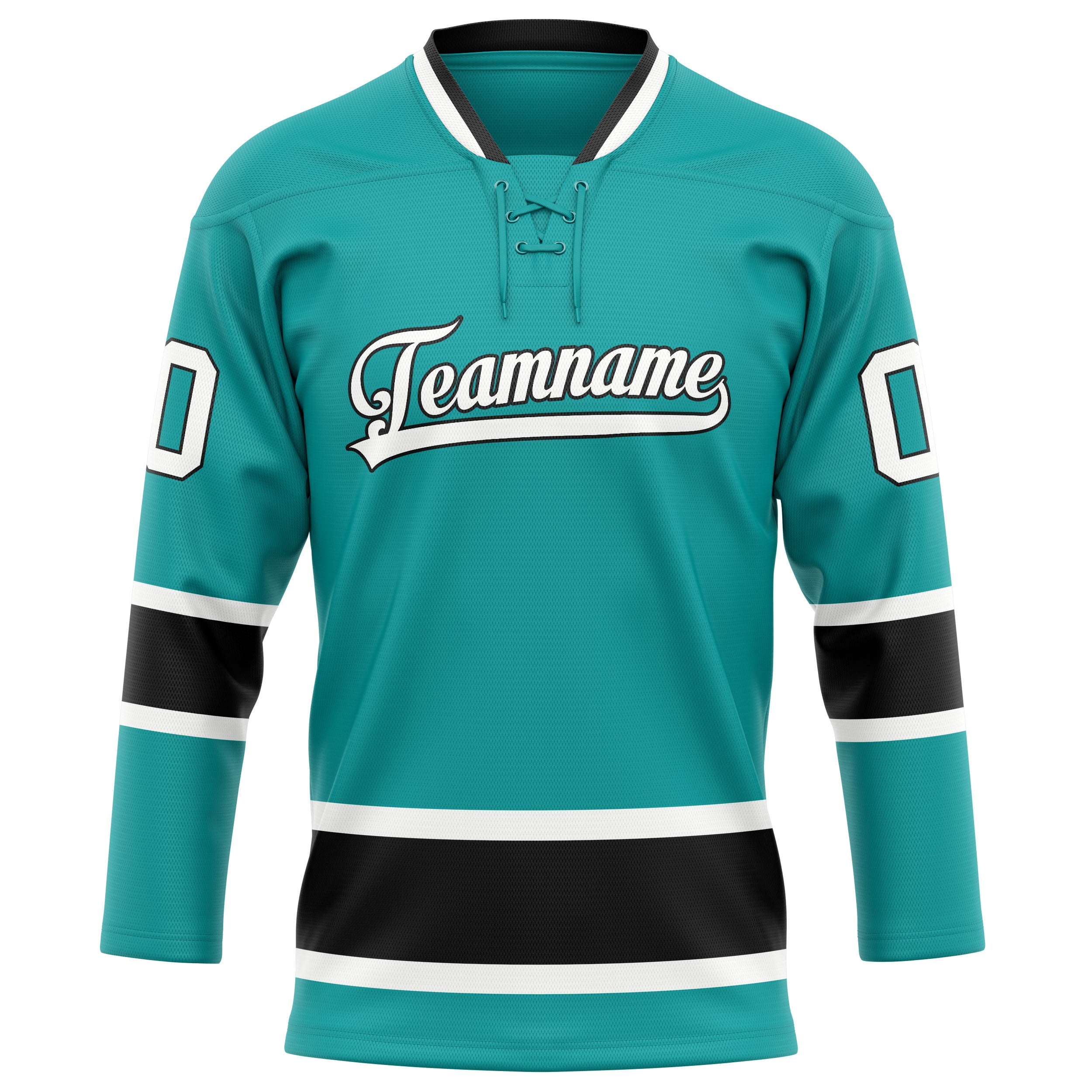 Maillot de hockey personnalisé bleu turquoise et noir uni