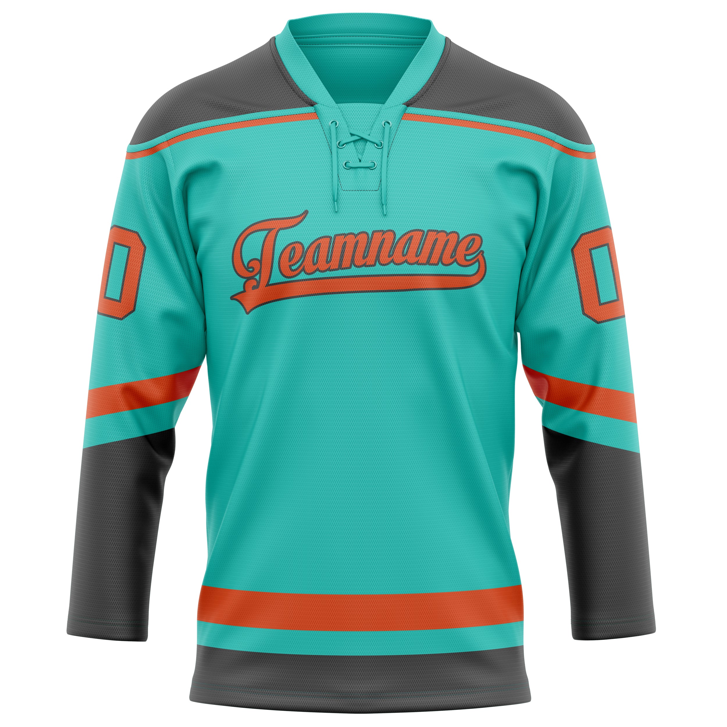 Maillot de hockey personnalisé rouge turquoise uni