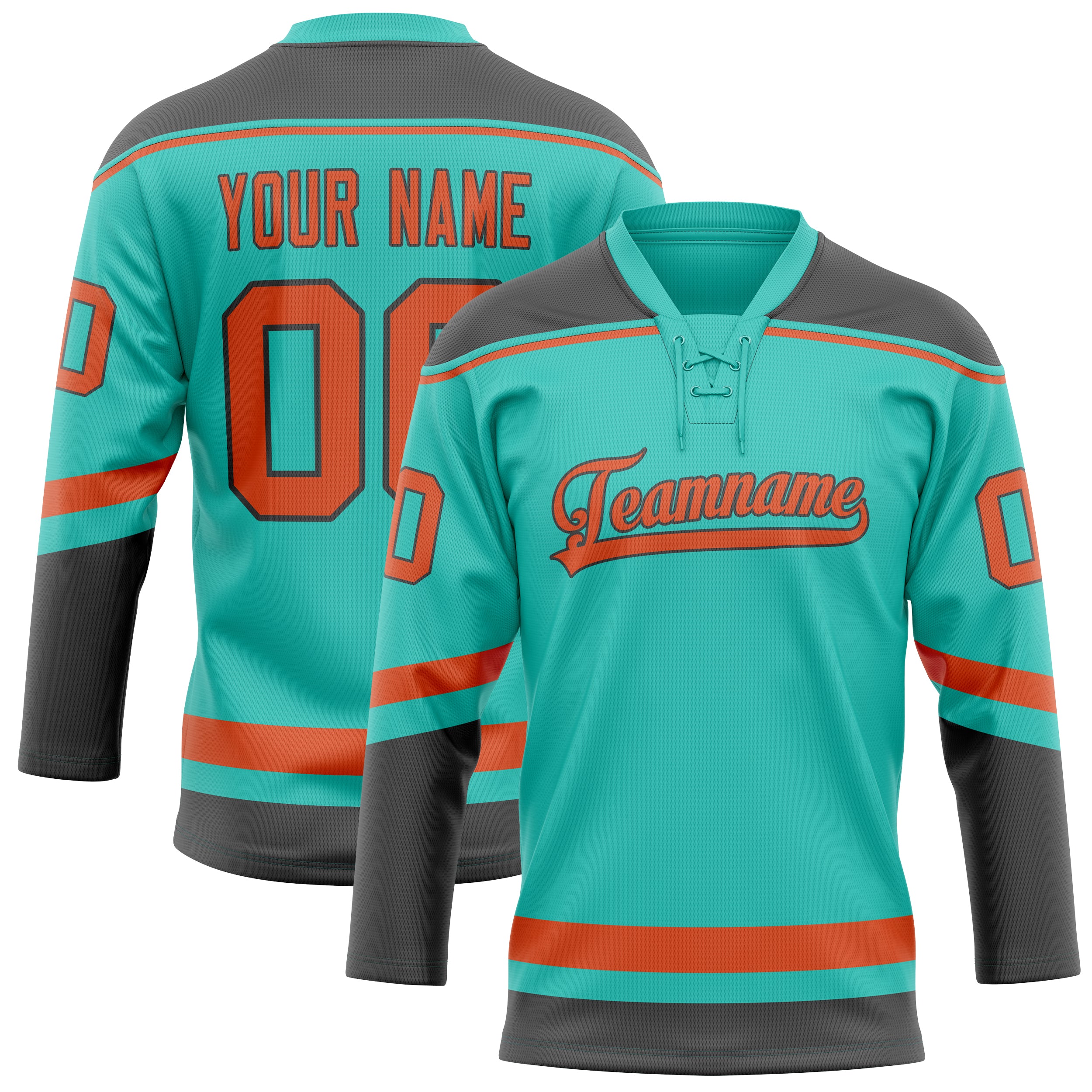 Maillot de hockey personnalisé rouge turquoise uni
