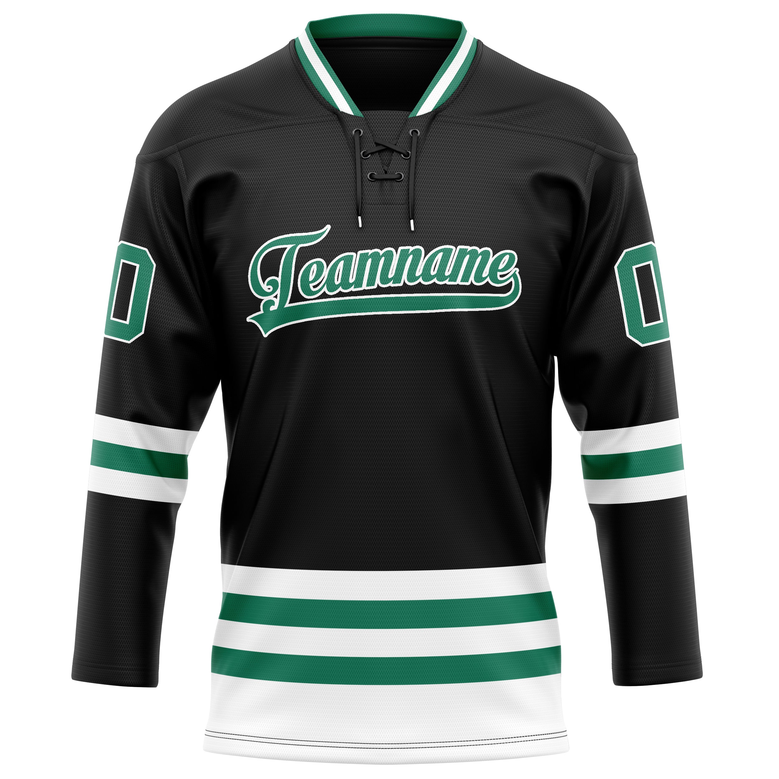 Maillot de hockey personnalisé noir et vert Kelly uni