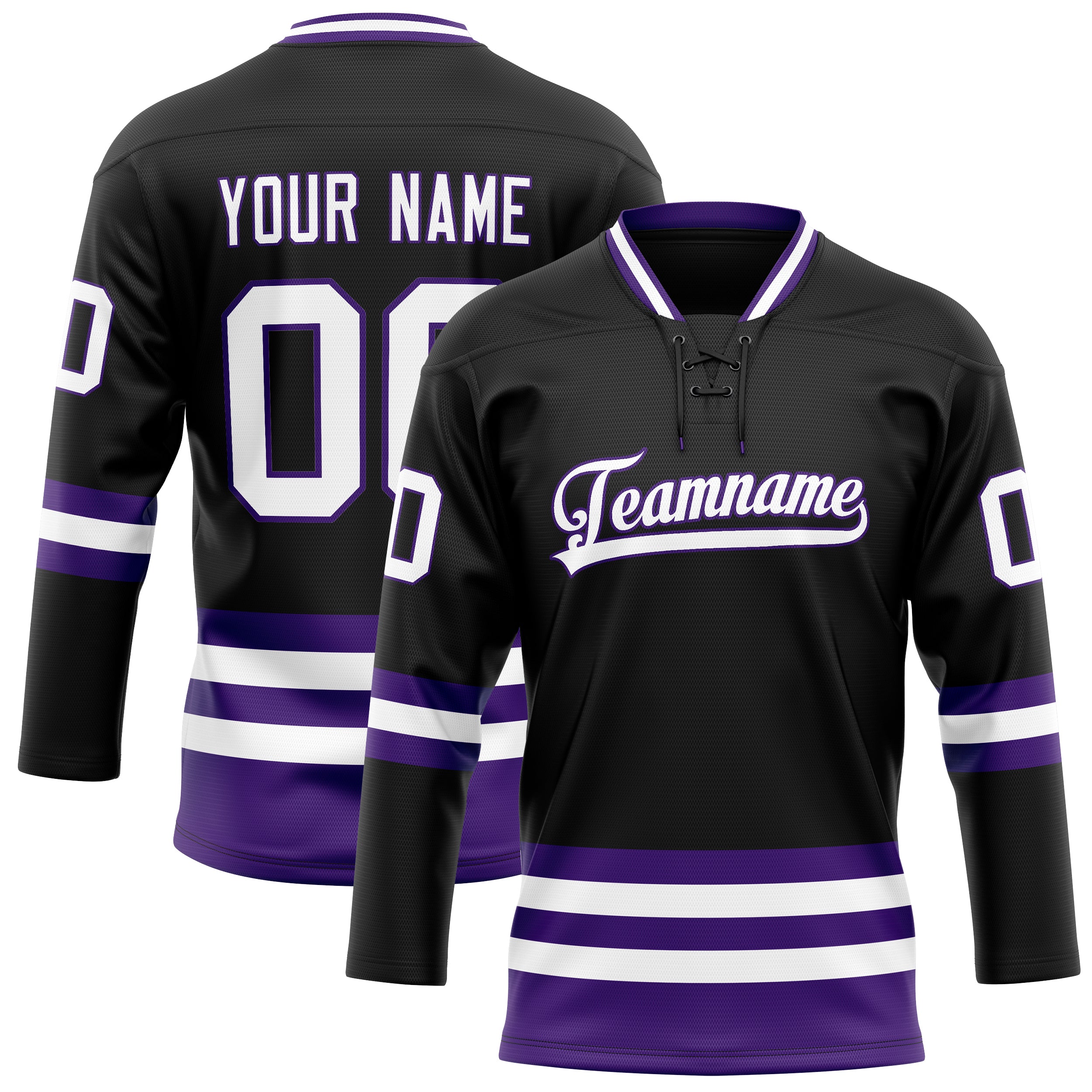 Maillot de hockey personnalisé noir et violet uni