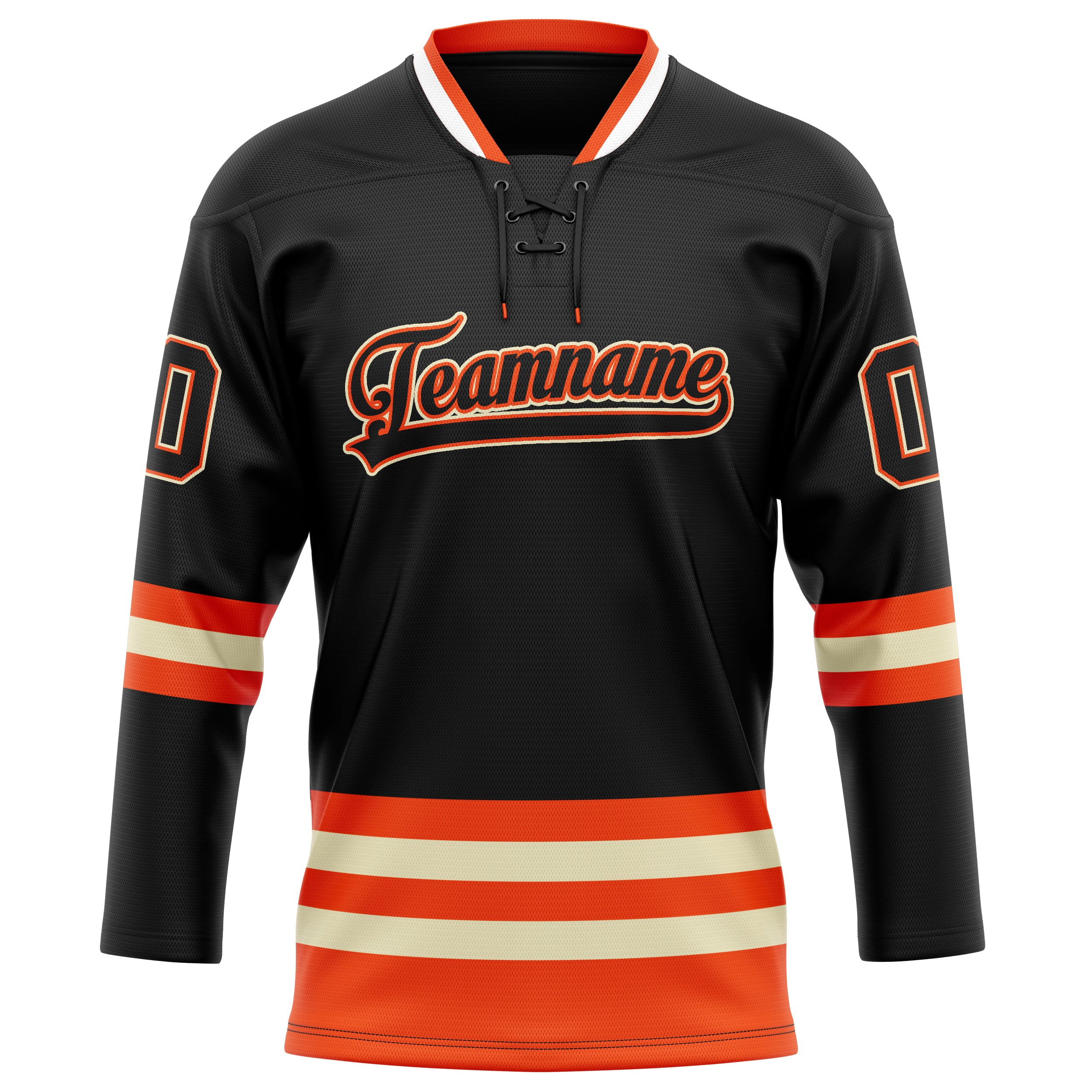 Maillot de hockey personnalisé noir et orange uni
