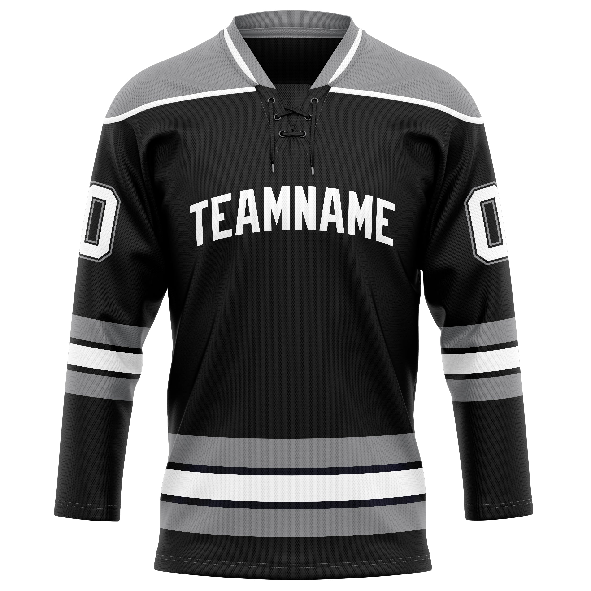 Maillot de hockey personnalisé noir et gris uni