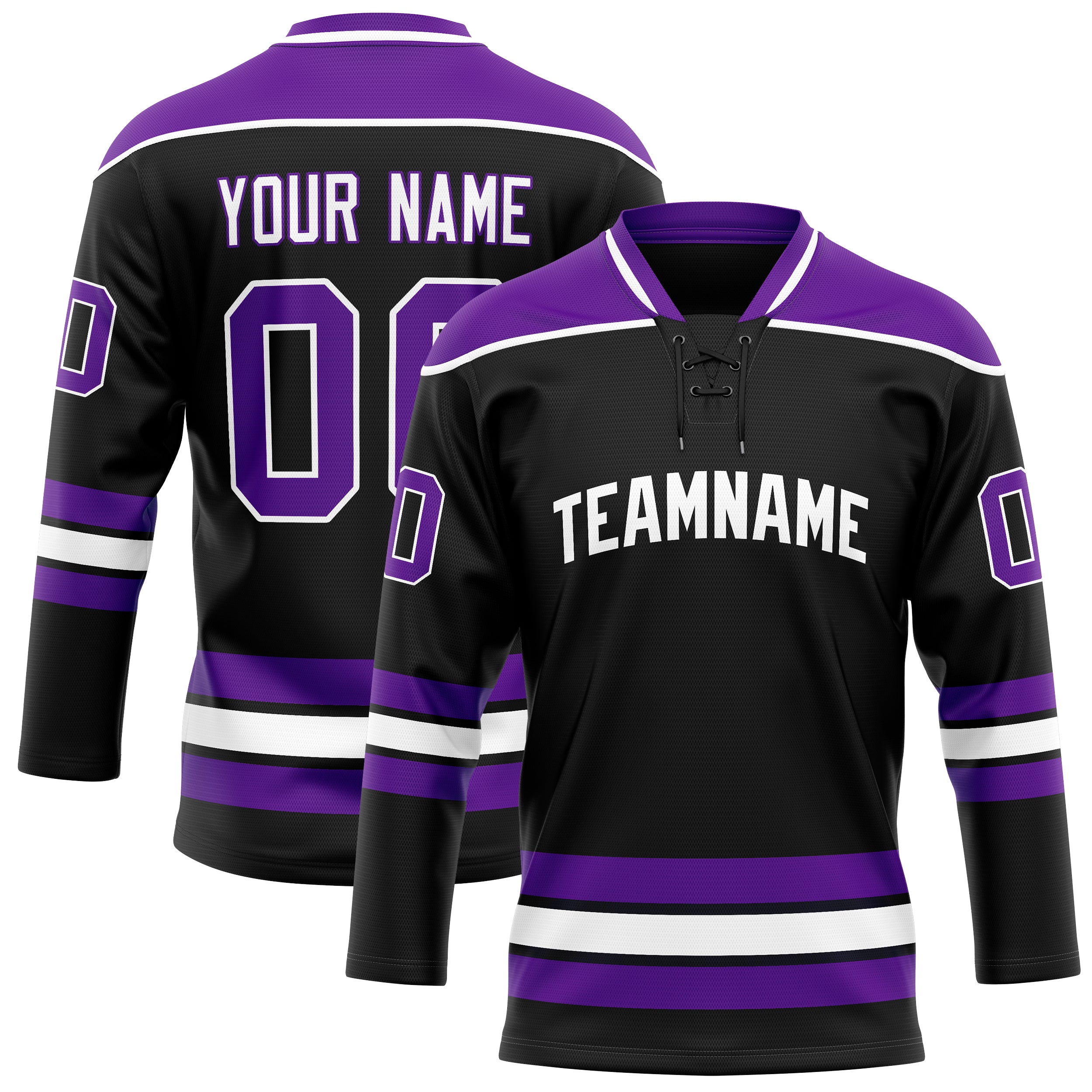 Maillot de hockey personnalisé noir et violet uni